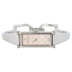Vintage GUCCI 1500L Quartz Wrist Watch. Gucci Silver LOGO Diamond Bangle Watch