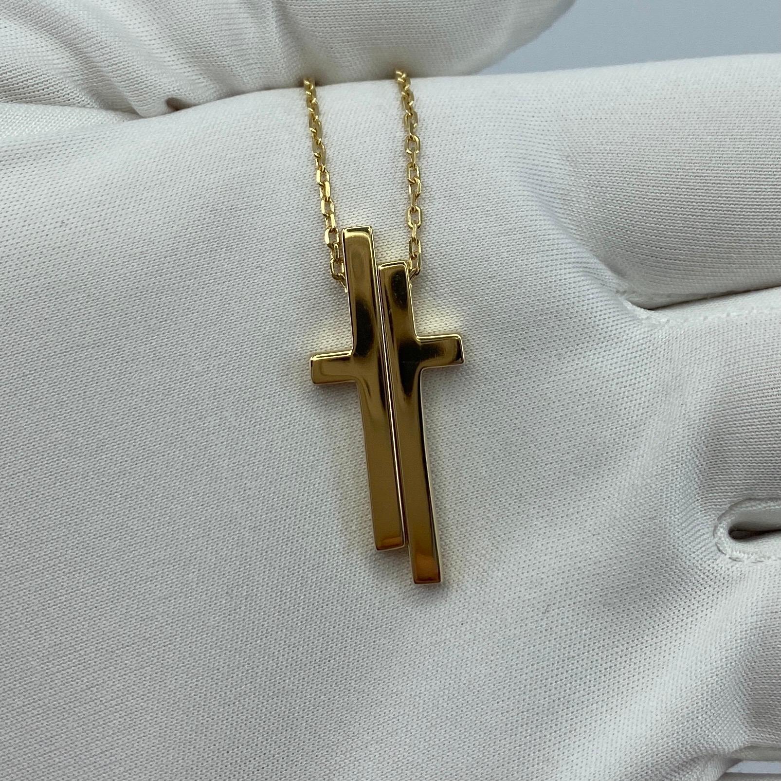 Vintage Gucci 18k Yellow Gold Split Cross Pendant Necklace Original Gucci Box 3