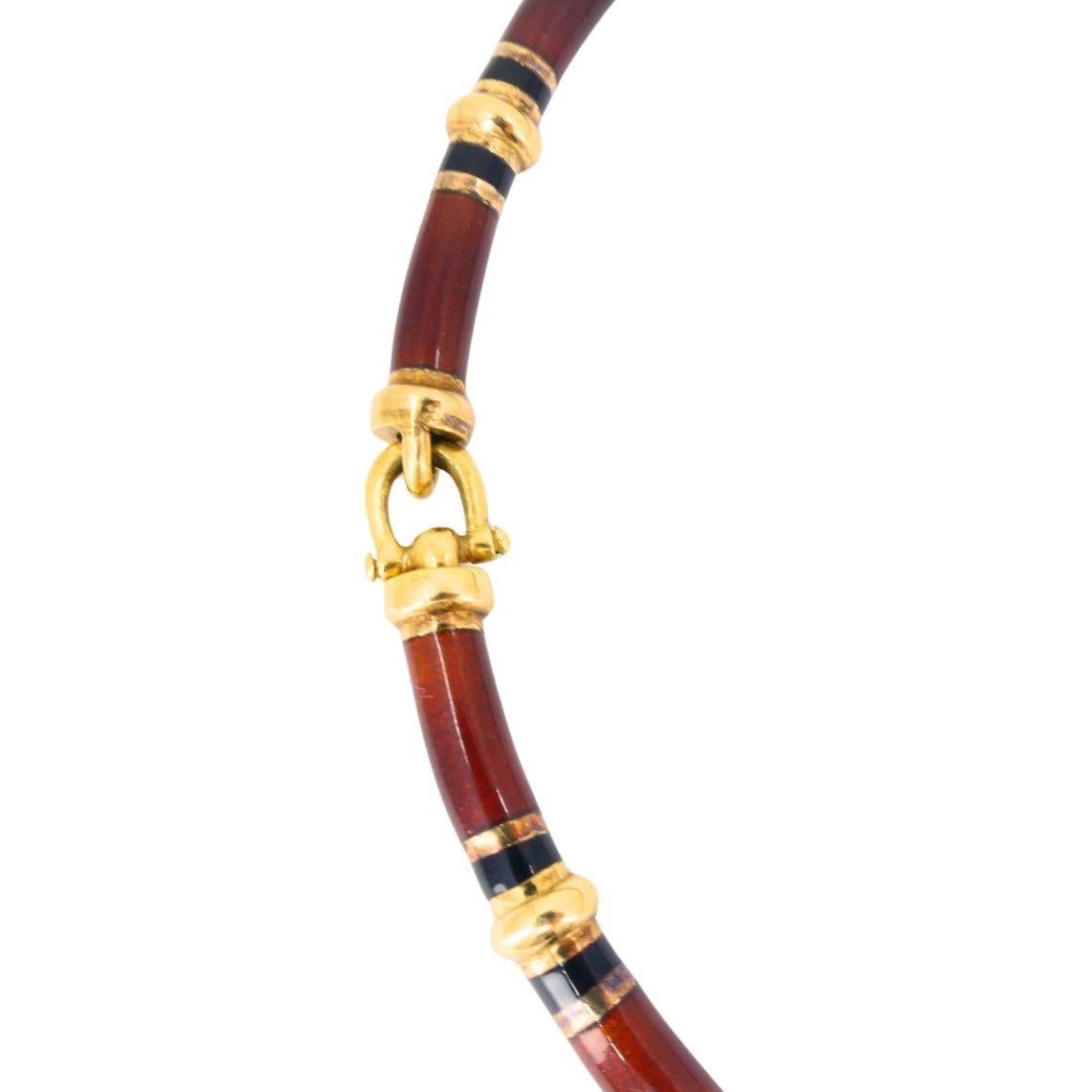 Women's Vintage Gucci 18k Gold Enamel Necklace For Sale