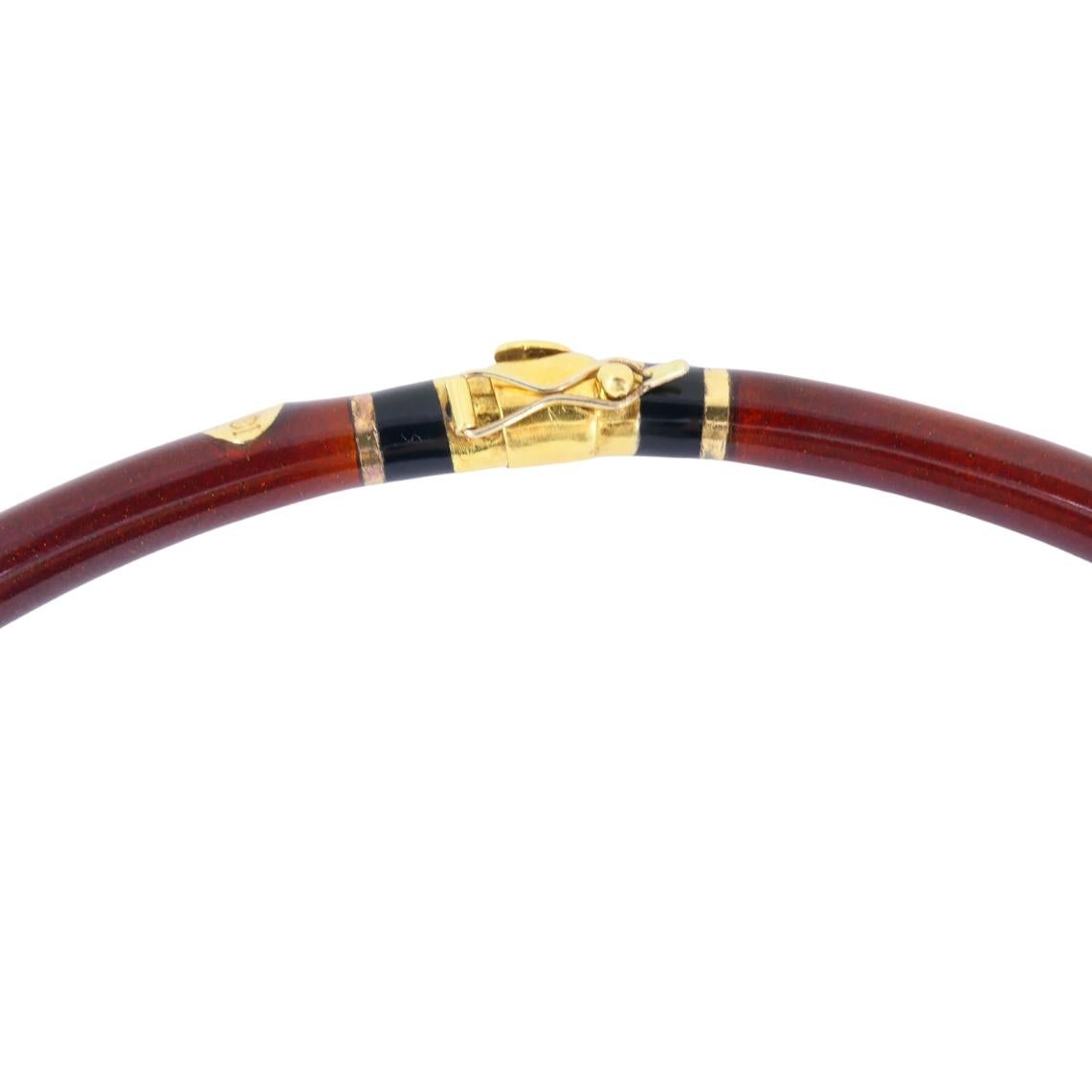 Vintage Gucci 18k Gold Enamel Necklace For Sale 1