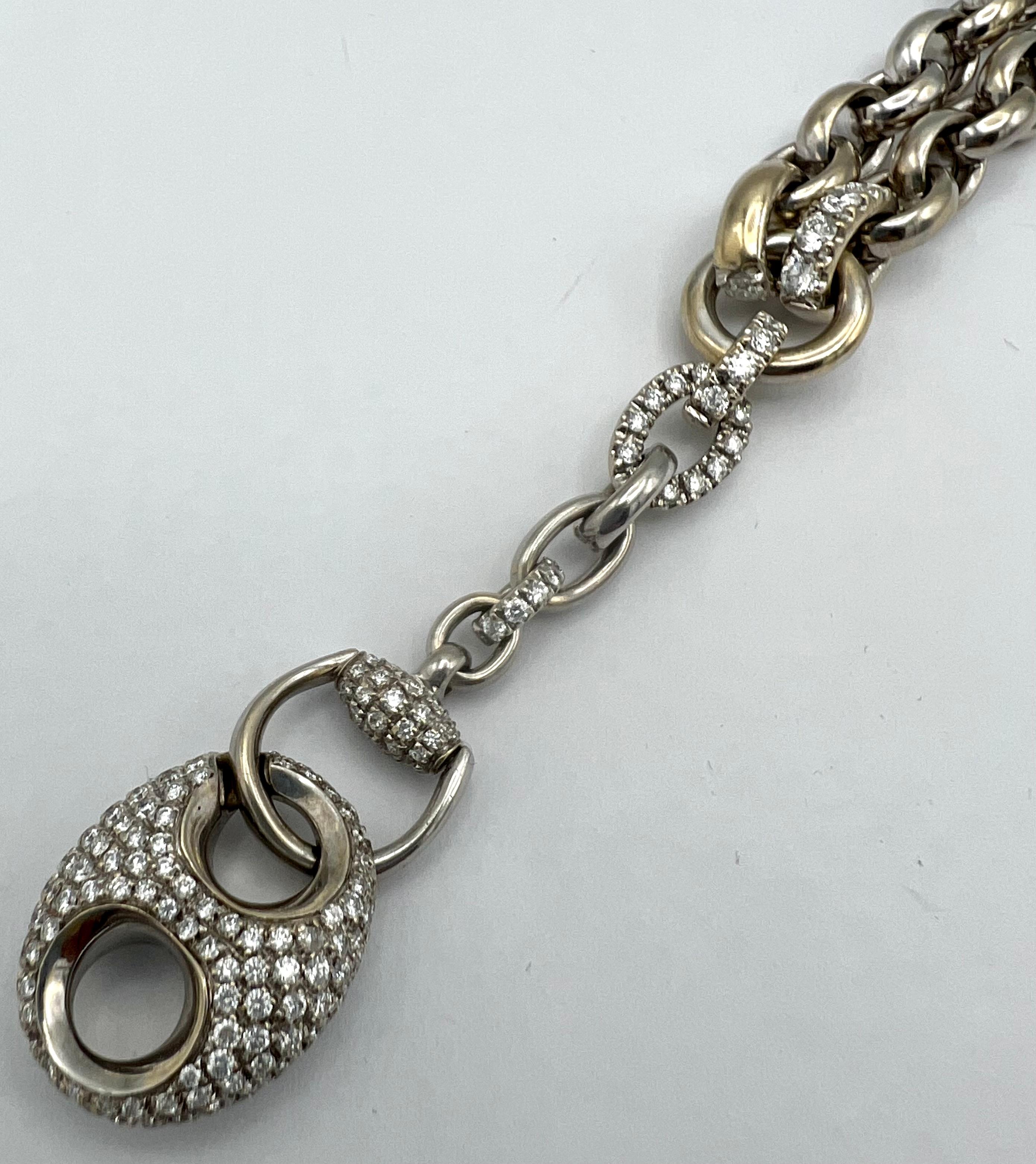Women's Vintage Gucci 18K White Gold Diamond Horsebit Necklace