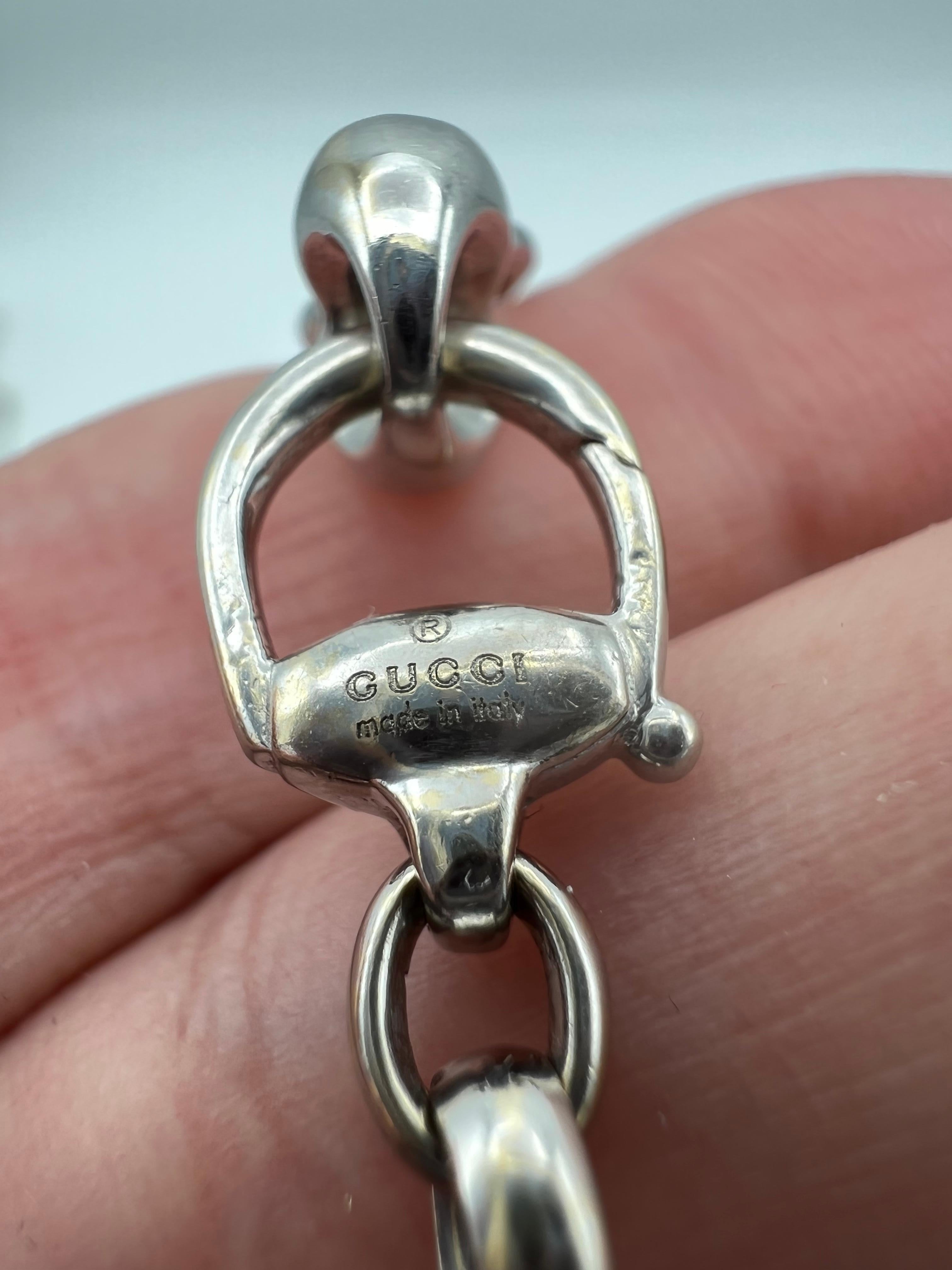 Vintage Gucci 18K White Gold Diamond Horsebit Necklace 2