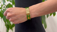 Vintage Gucci 18k Yellow Gold Green Enamel Belt Buckle Wristwatch