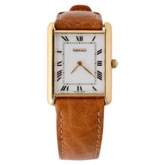 Vintage Gucci 18k Yellow Gold Leather Wristwatch