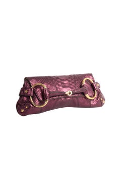 Vintage Gucci 1995 Metallic Purple Python Clutch