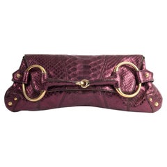 Vintage Gucci 1995 Metallic Purple Python Clutch