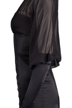 Vintage Gucci 2003 By Tom Ford Satin Silk Black Dress