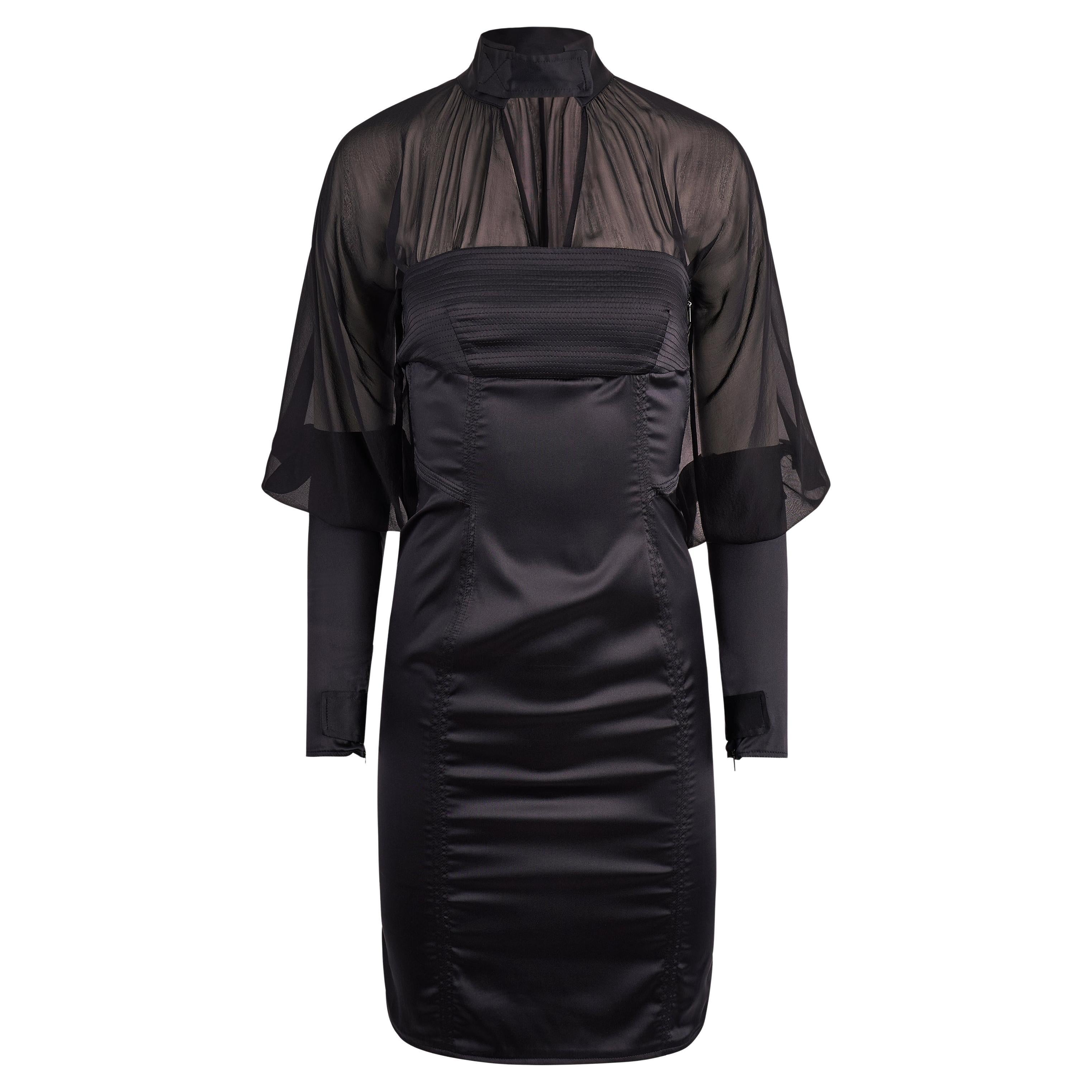 Abito vintage Gucci 2003 By Tom Ford in raso di seta nero