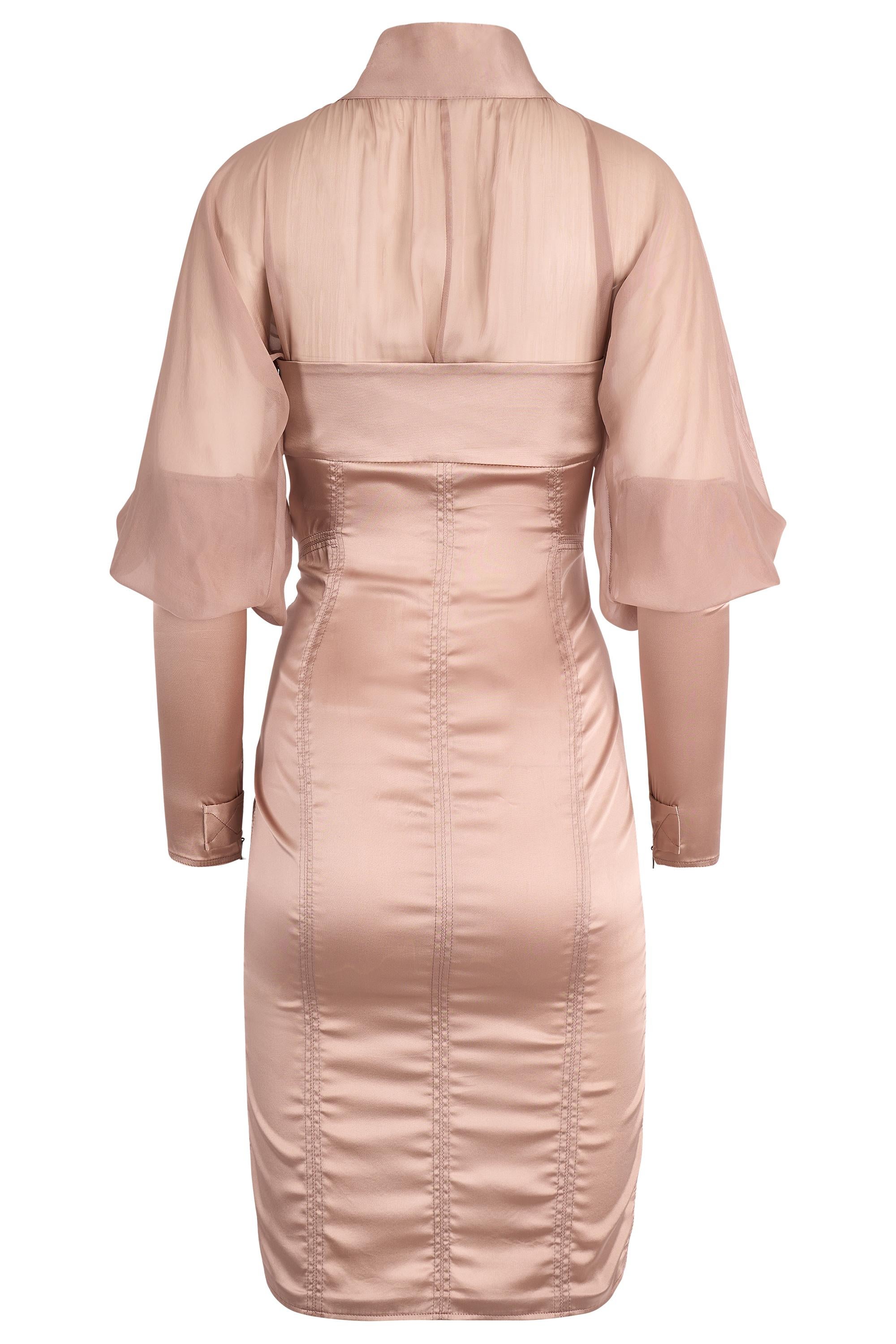 Vintage Gucci 2003 By Tom Ford Nacktes Seidenkleid aus Satin im Angebot 2