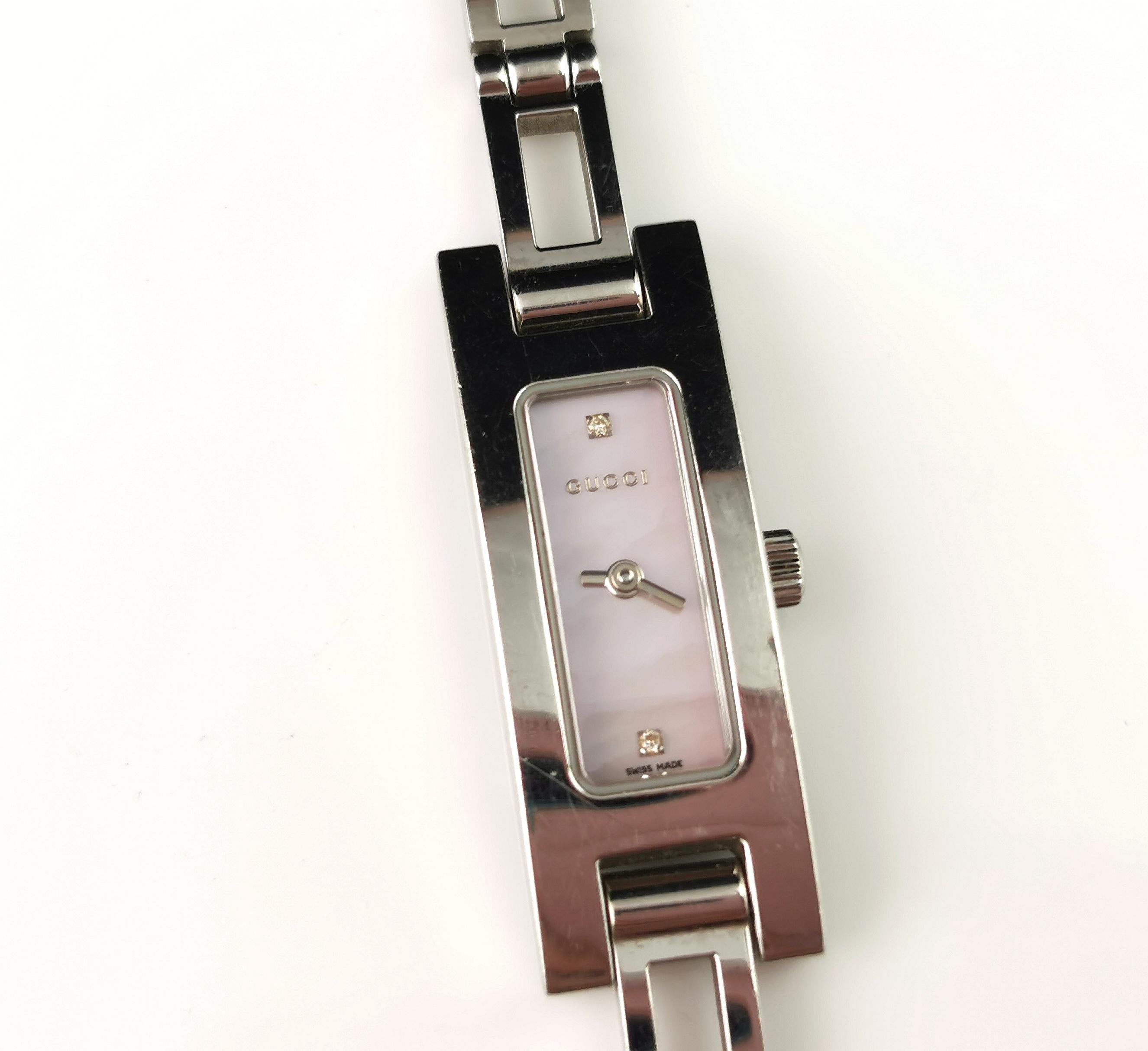Vintage Gucci 3900l ladies wristwatch, Diamond  2