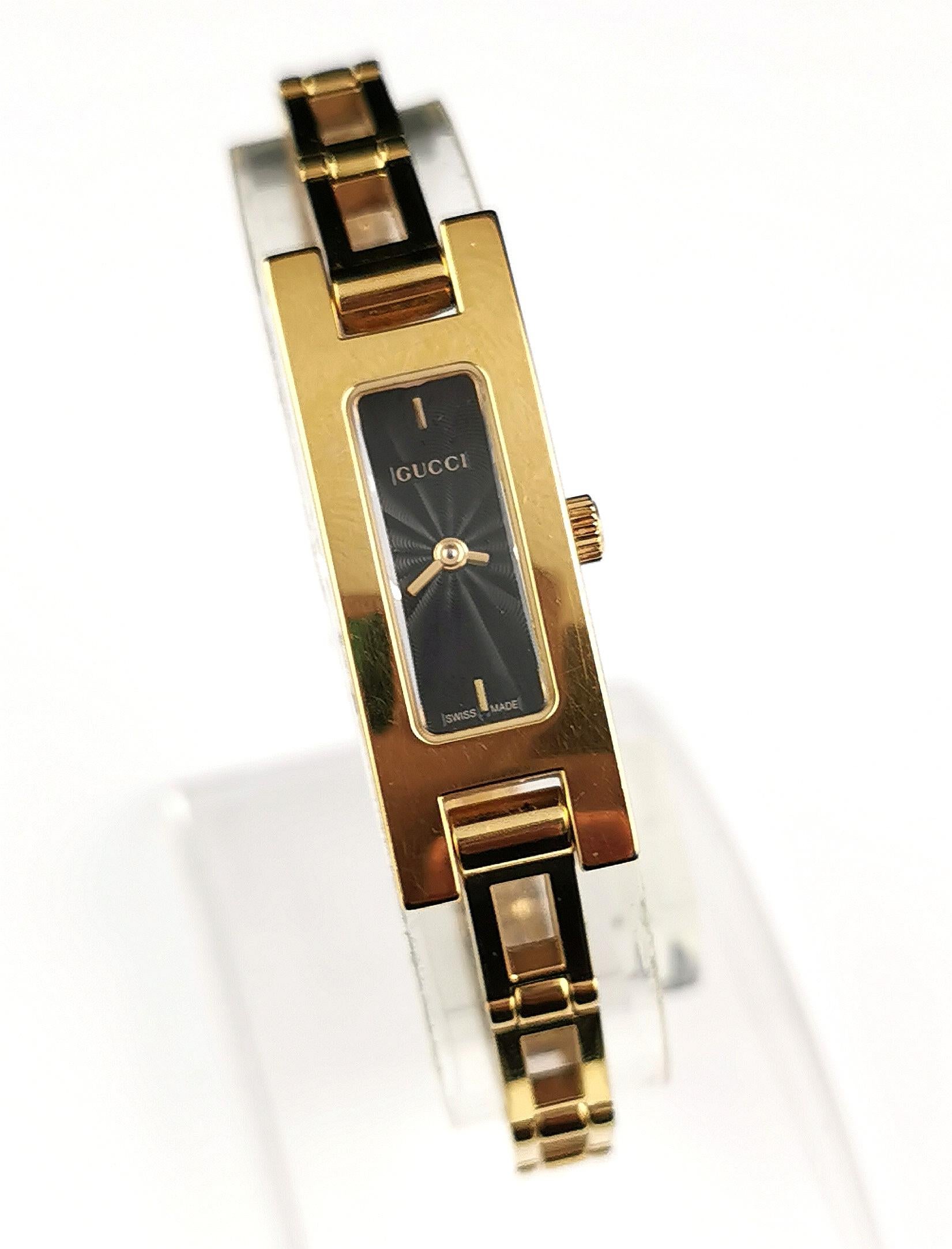 Vintage Gucci 3900l ladies wristwatch, gold plated, boxed  3