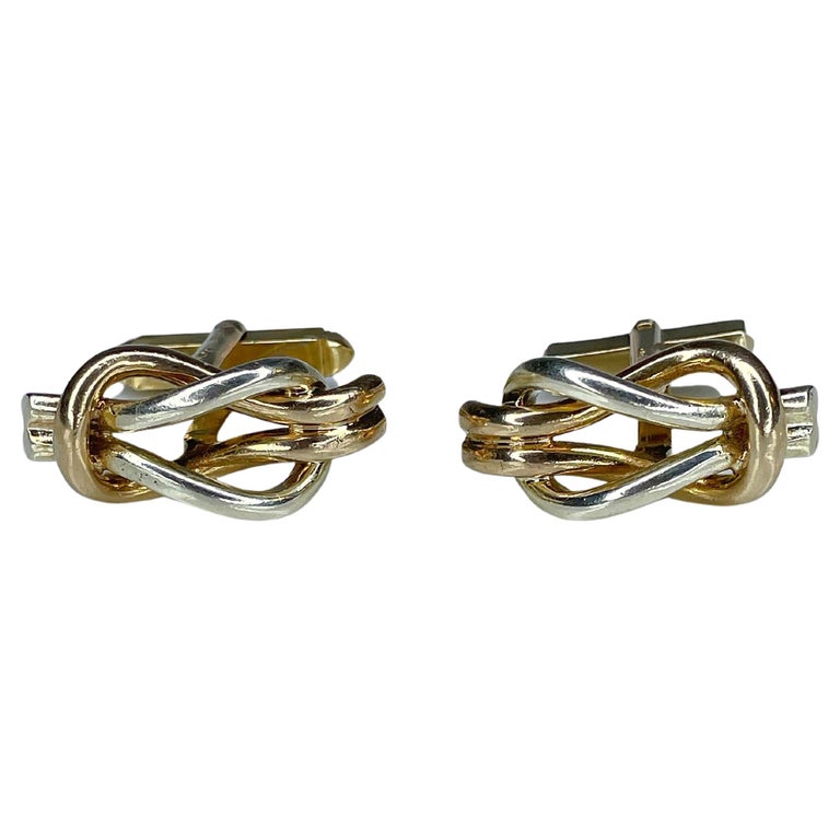 Vintage Gucci 9 Karat Yellow Gold Nautical Knot Design Cufflinks For