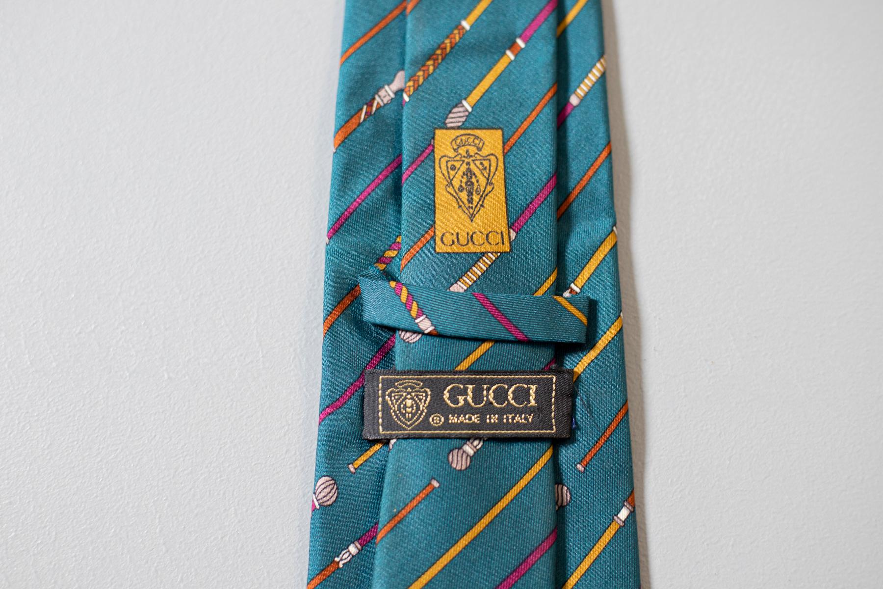 Cravate vintage Gucci en soie avec cannes Bon état - En vente à Milano, IT