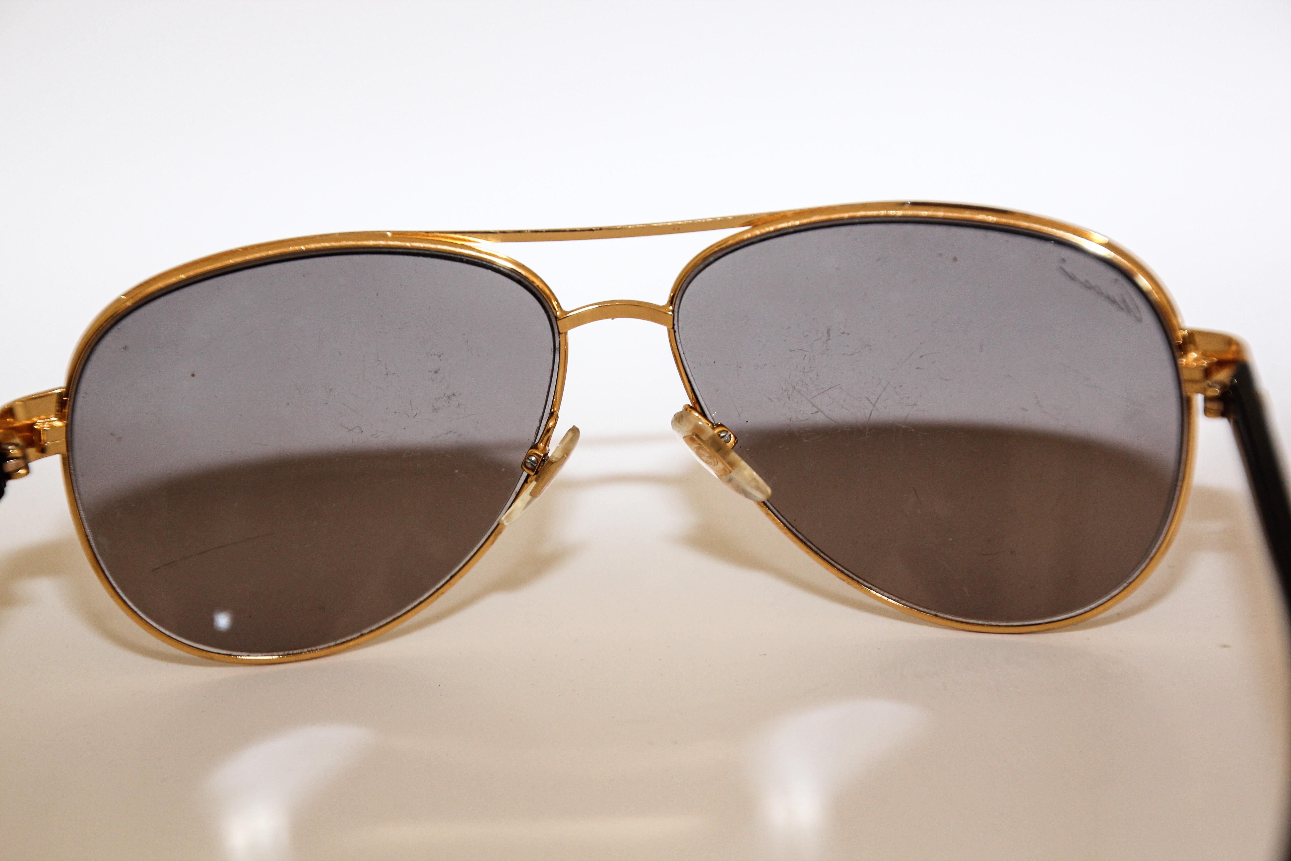 Gold Plate Vintage Gucci Aviator Sunglasses 1990's Made in Italy For Sale