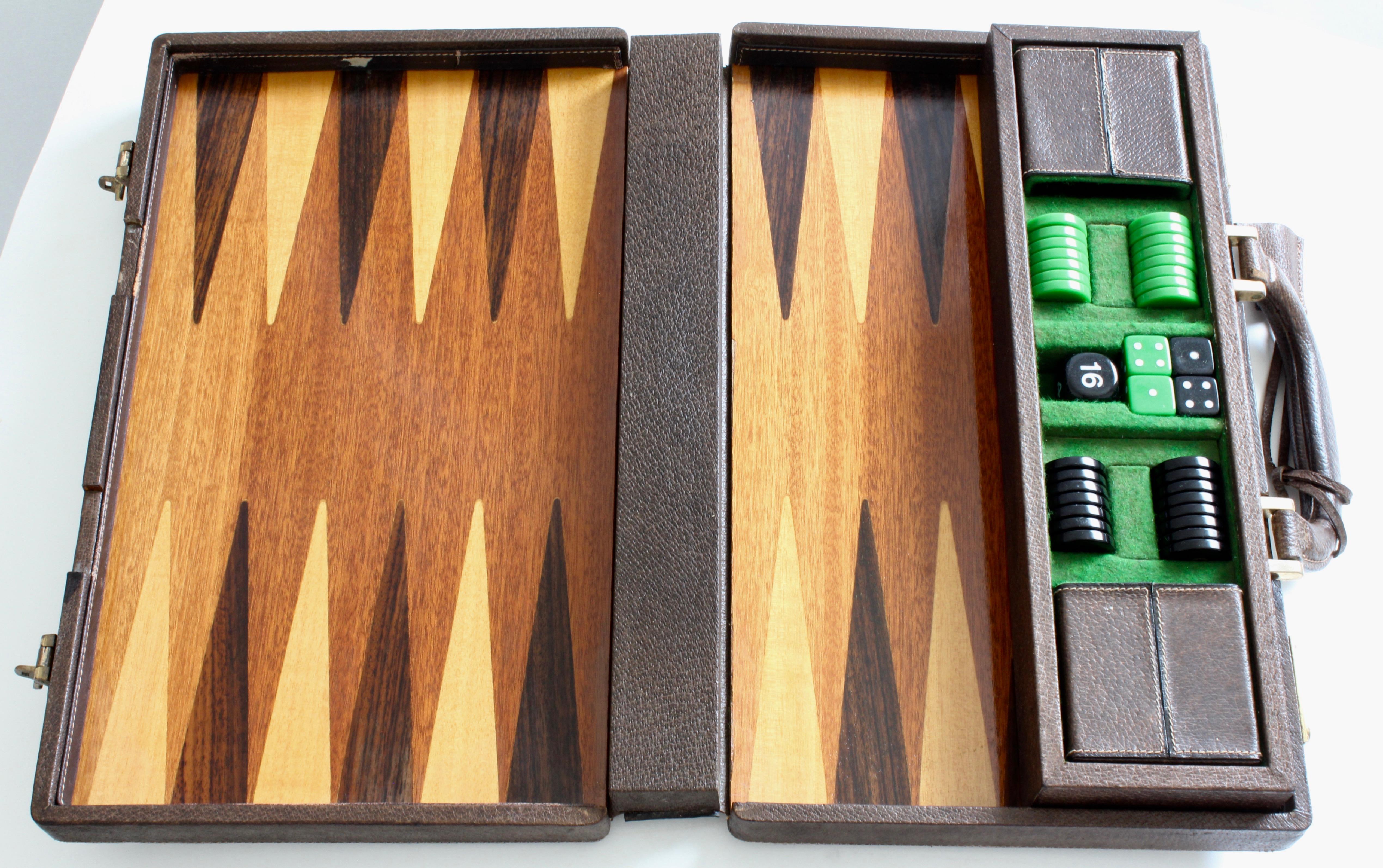 Vintage Gucci Backgammon Game Travel Leather Case Horse-bit Webbing 70s  3