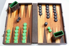 Vintage Gucci Backgammon Game Travel Leather Case Horse-bit Webbing 70s