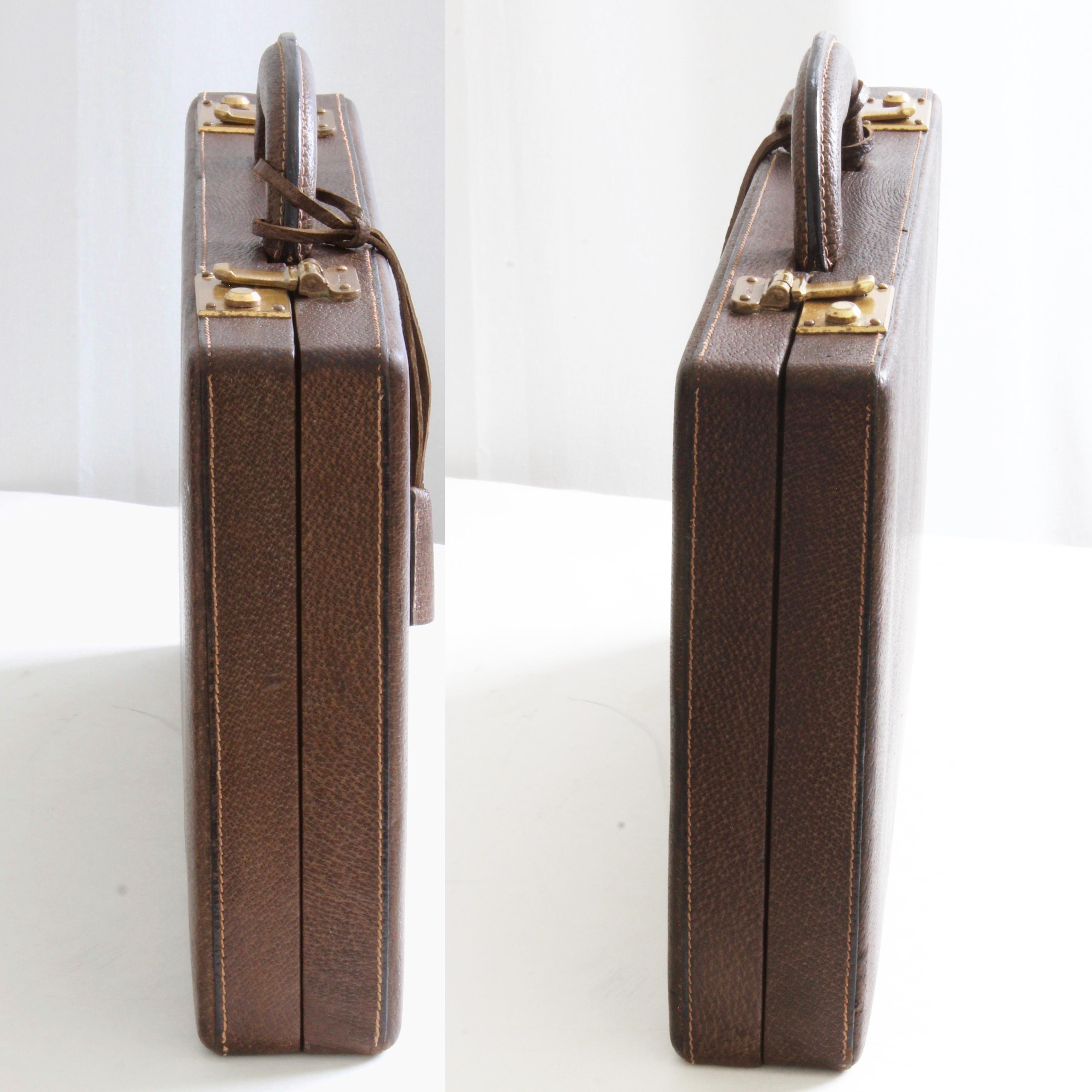 Gray Vintage Gucci Backgammon Game Travel Leather Case Horse-bit Webbing 70s 