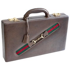 Vintage Gucci Backgammon Game Travel Leather Case Horse-bit Webbing 70s