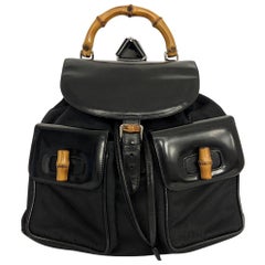 Vintage Gucci Bamboo Backpack Black - Large Size