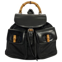 Retro Gucci Bamboo Backpack Black - Large Size 