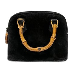 Vintage Gucci Bamboo Handle Suede Mini Bag