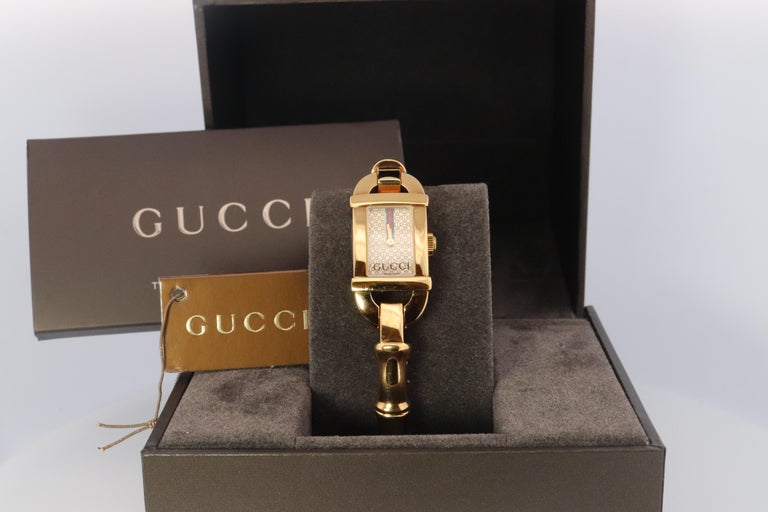 時計 Authentic Bangle Gucci watch Exc+5] GUCCI 6800L Gold Bangle Watch GG Dial Vintage Watch
