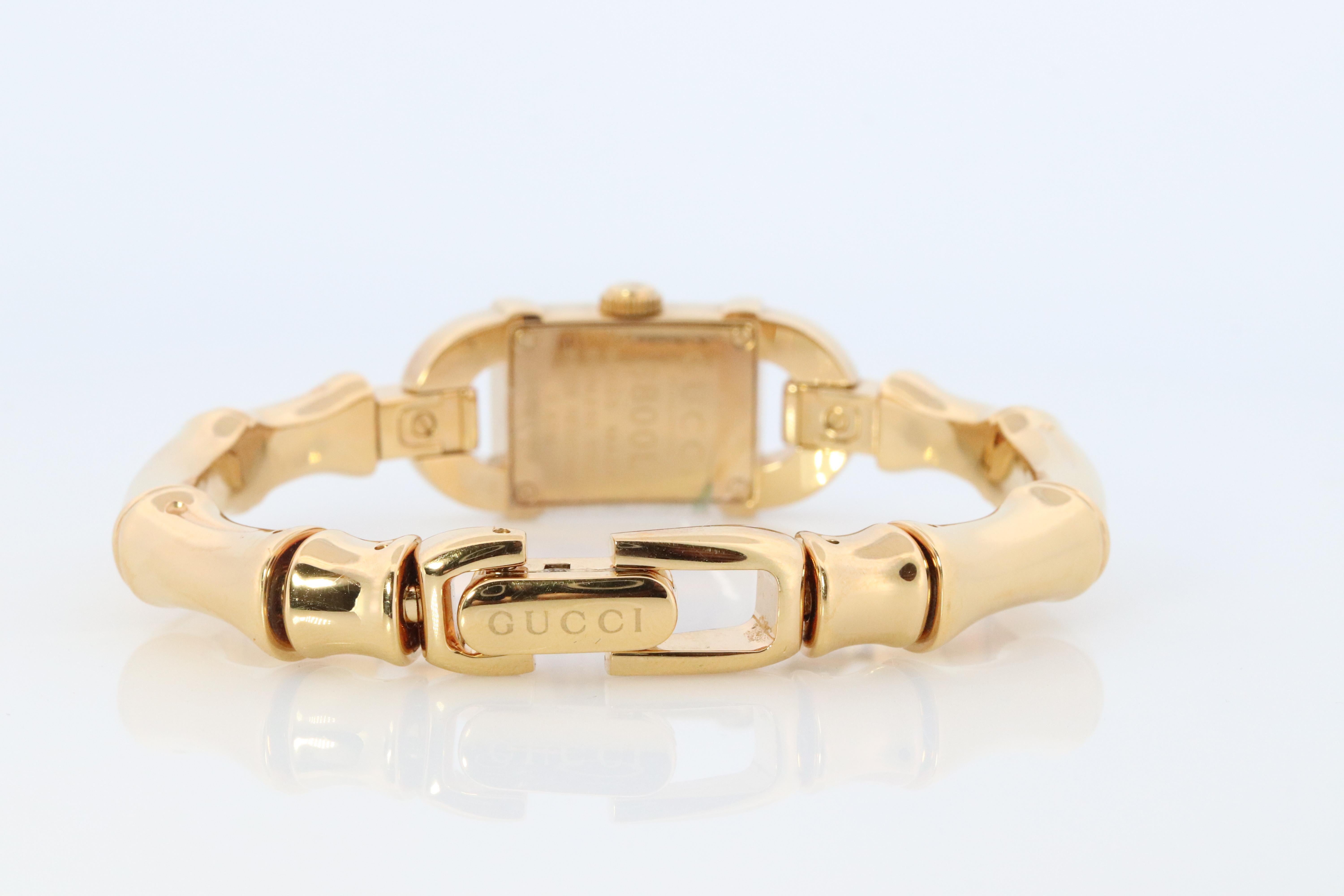 Vintage GUCCI Bangle 6800L Watch Gucci Ladies Bangle Gold Tone Bamboo Wristwatch For Sale 1