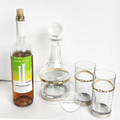 Vintage Gucci Barware Set Dekanter:: Stopper + 2 Highball Gläser Seltene 4pc Set