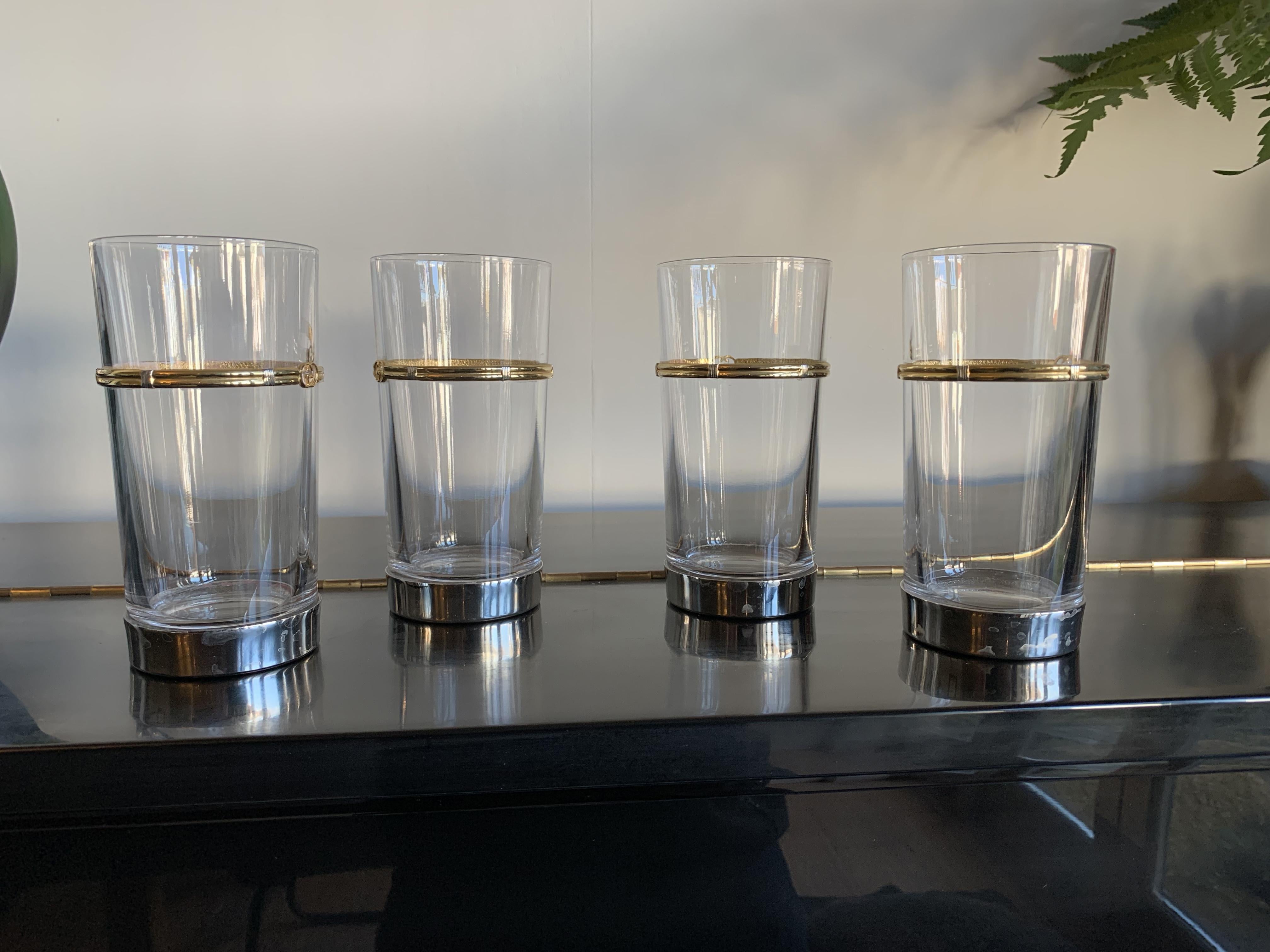 Italian Vintage Gucci Barware Set of 4 High Ball Glasses For Sale