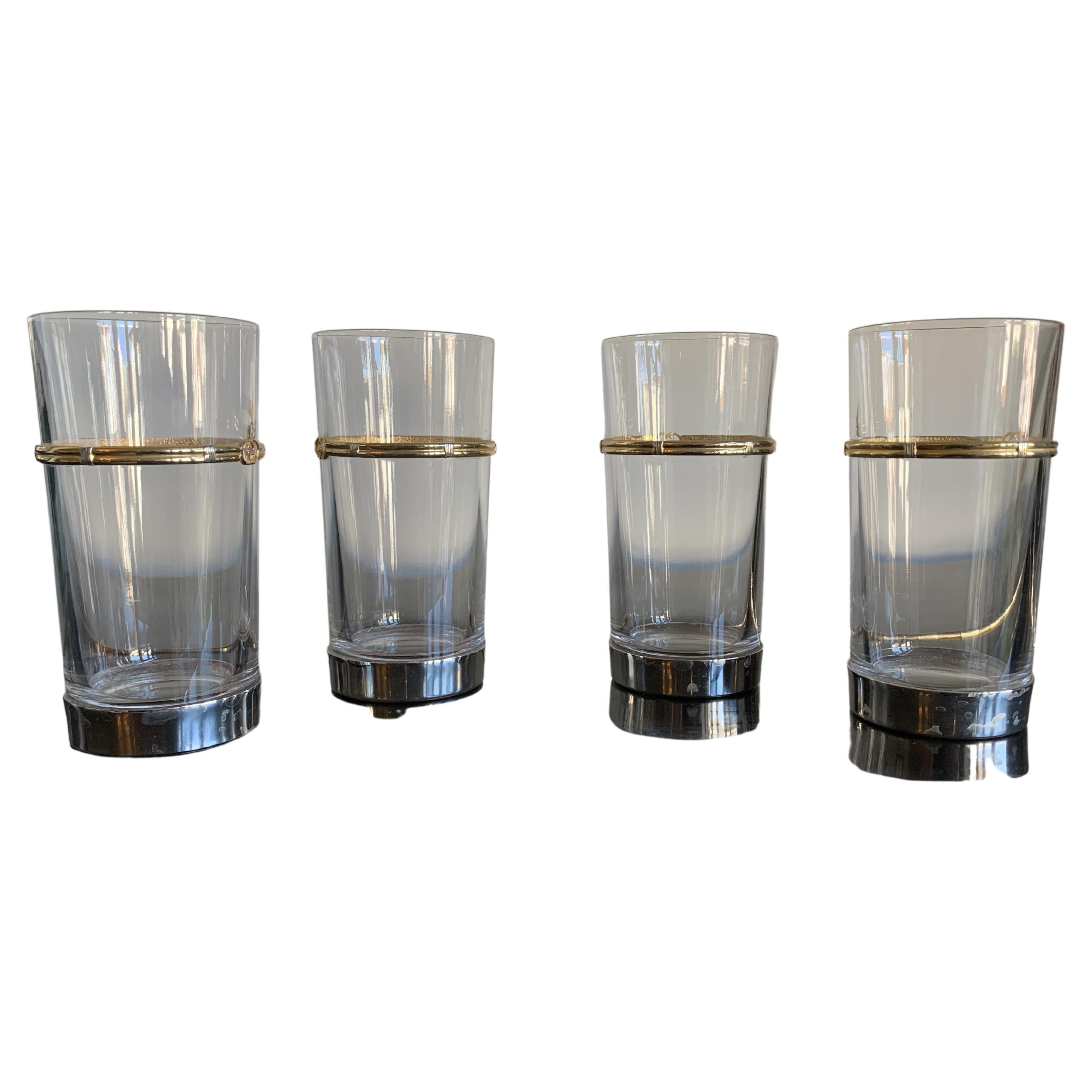 Vintage Gucci Barware Set of 4 High Ball Glasses For Sale