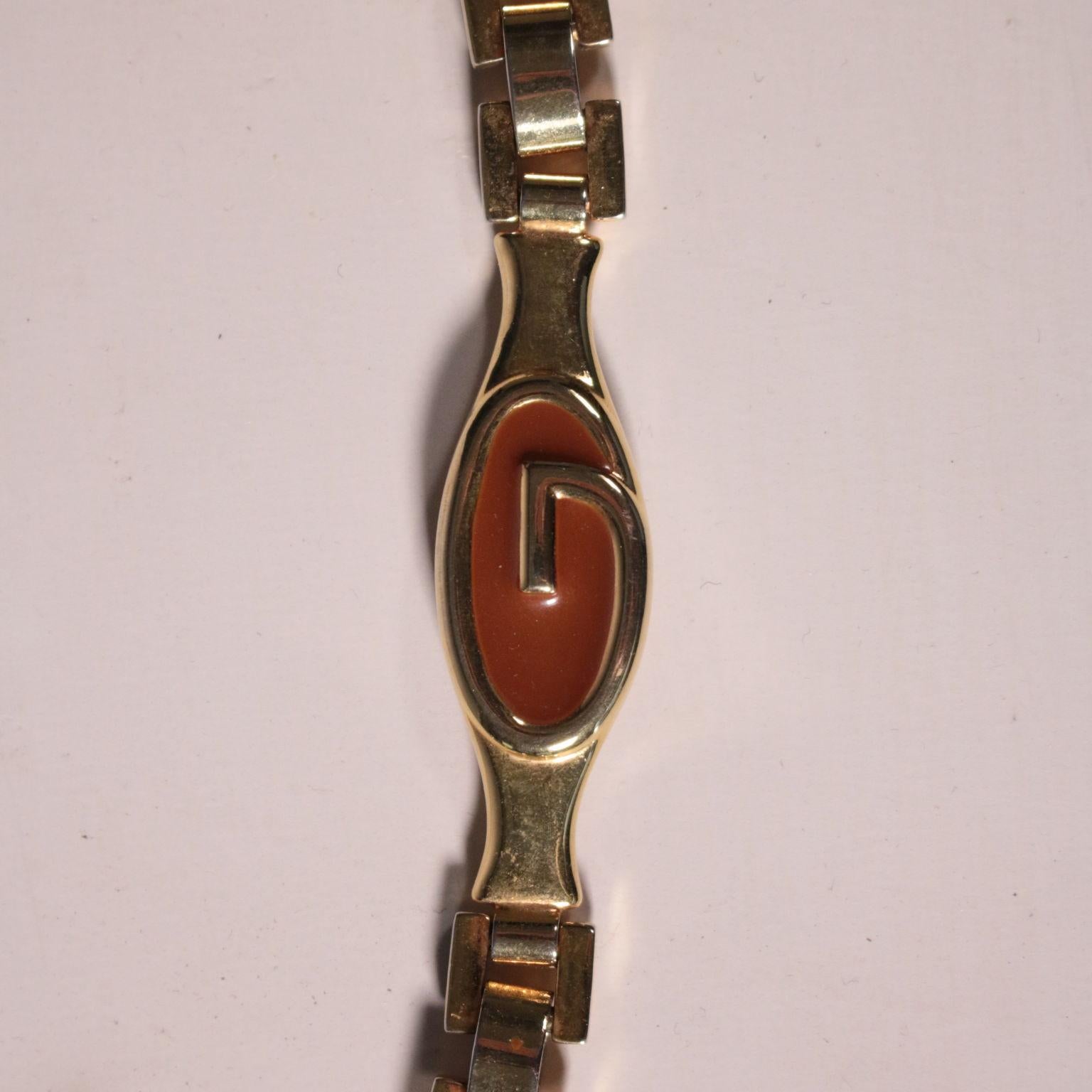 Gucci belt, chain worked, gilt metal, with brand, 1970s.