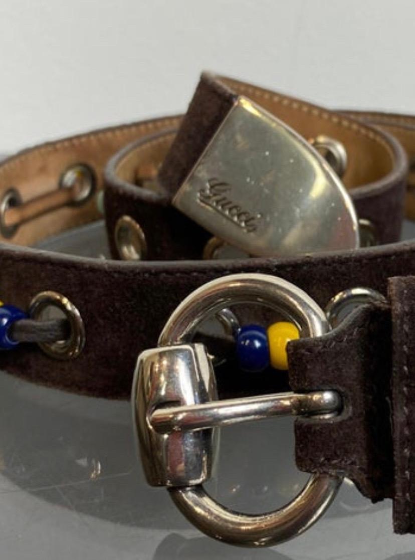 Vintage Gucci belt in dark brown suede In Excellent Condition For Sale In Carnate, IT