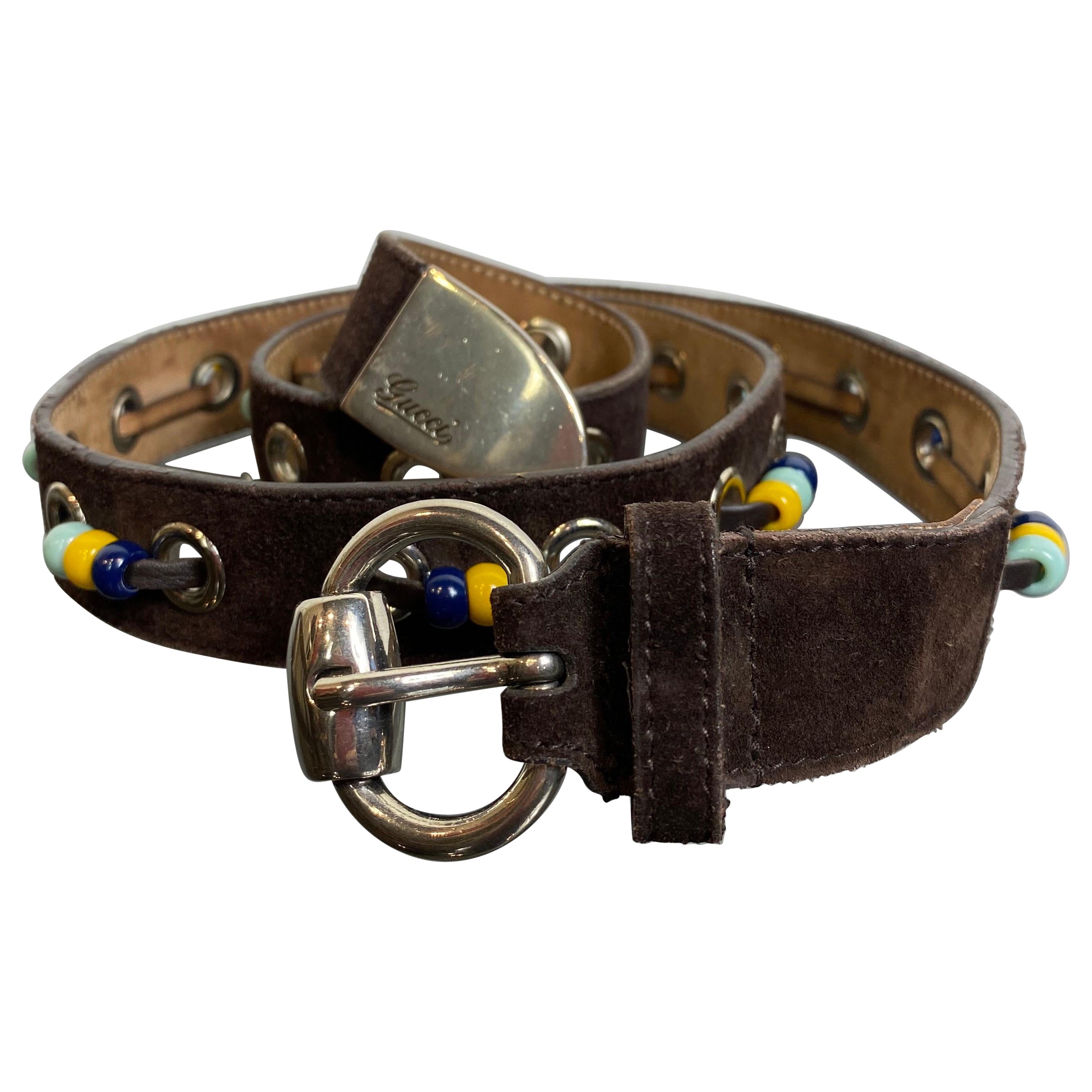 Cintura vintage Gucci in pelle scamosciata marrone scuro in vendita