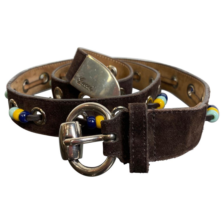 Vintage Gucci belt in dark brown suede For Sale at 1stDibs display picture 3