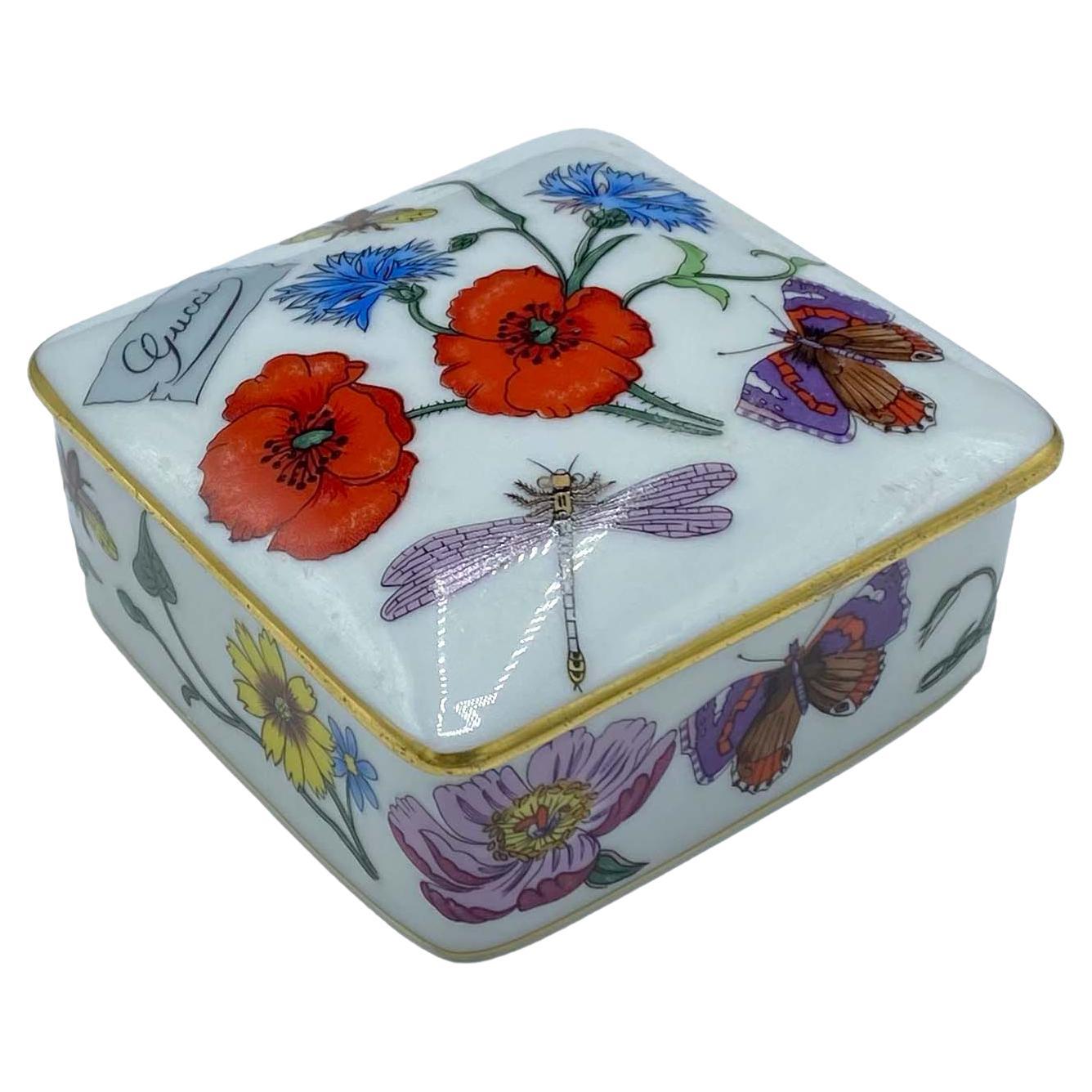 Vintage Gucci Bernardaud Limoges Floral Porcelain Trinket/Jewlery Box