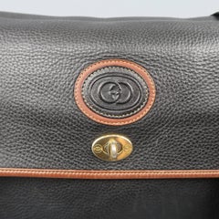 Vintage GUCCI Bag Black & Brown Leather Crossbody Shoulder Messenger Bag