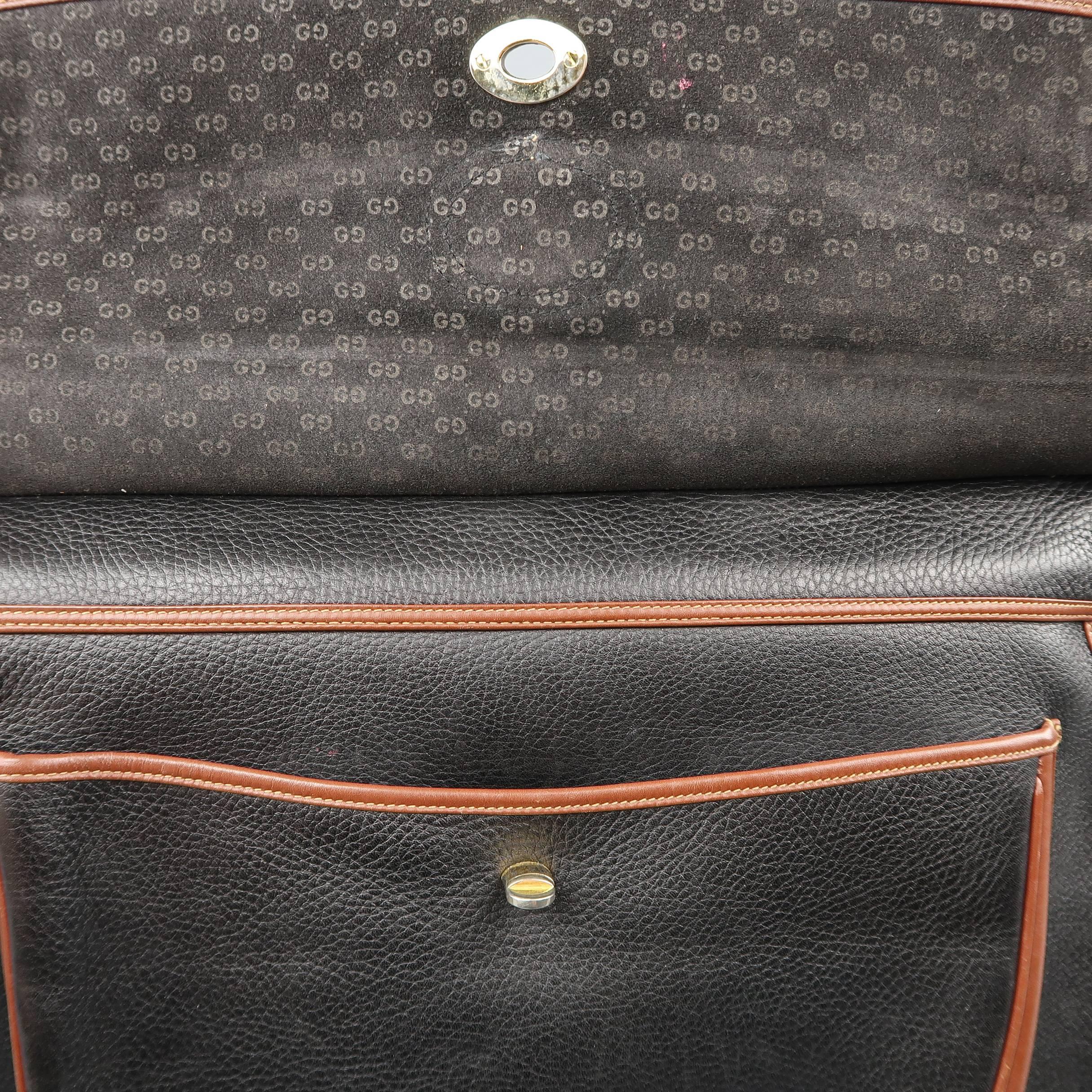 Women's or Men's Vintage GUCCI Bag Black & Brown Leather Crossbody Shoulder Messenger Bag