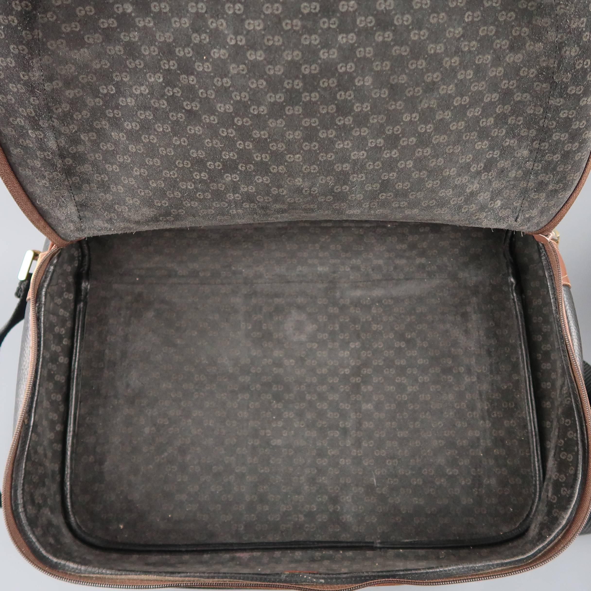 Vintage GUCCI Bag Black & Brown Leather Crossbody Shoulder Messenger Bag 1