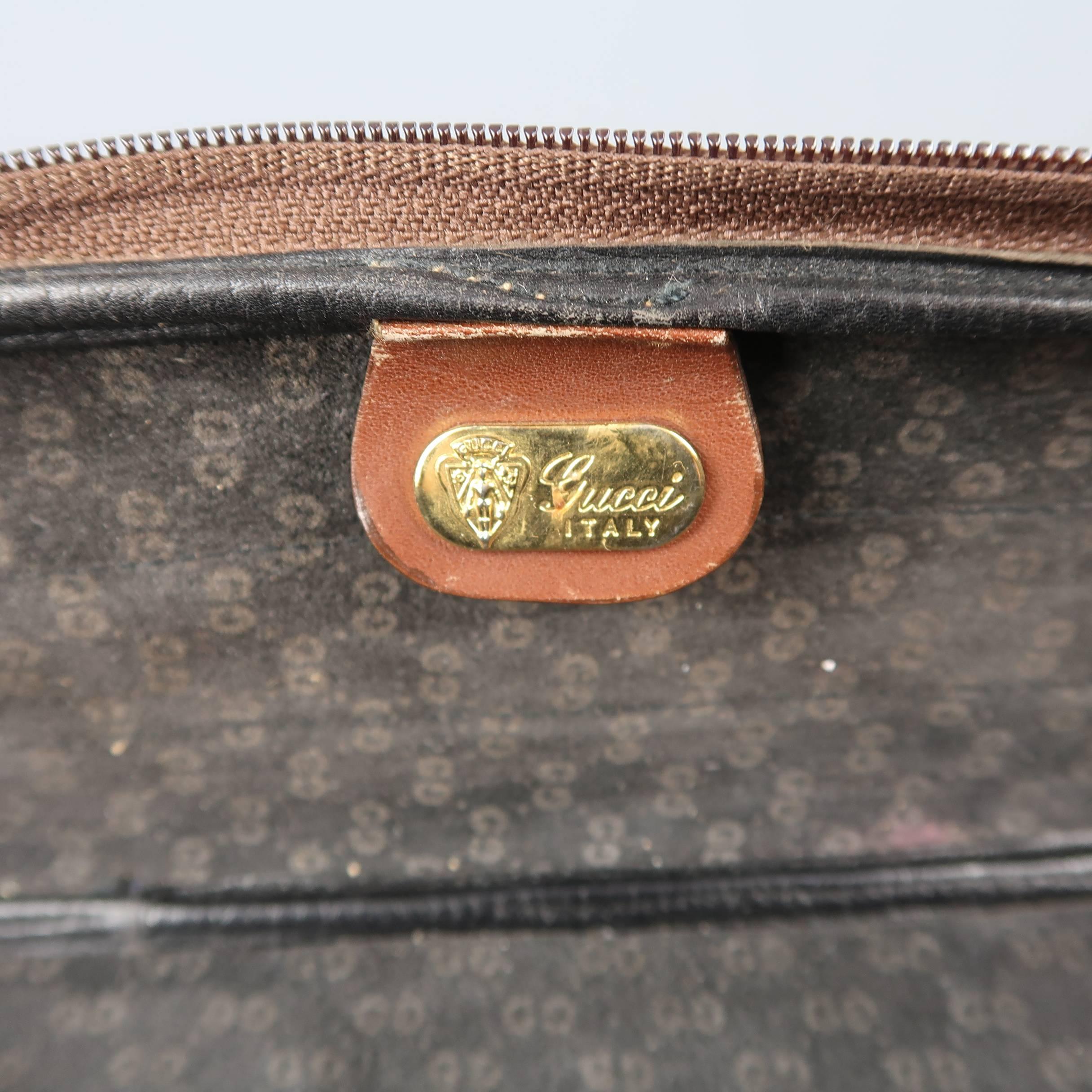 Vintage GUCCI Bag Black & Brown Leather Crossbody Shoulder Messenger Bag 2
