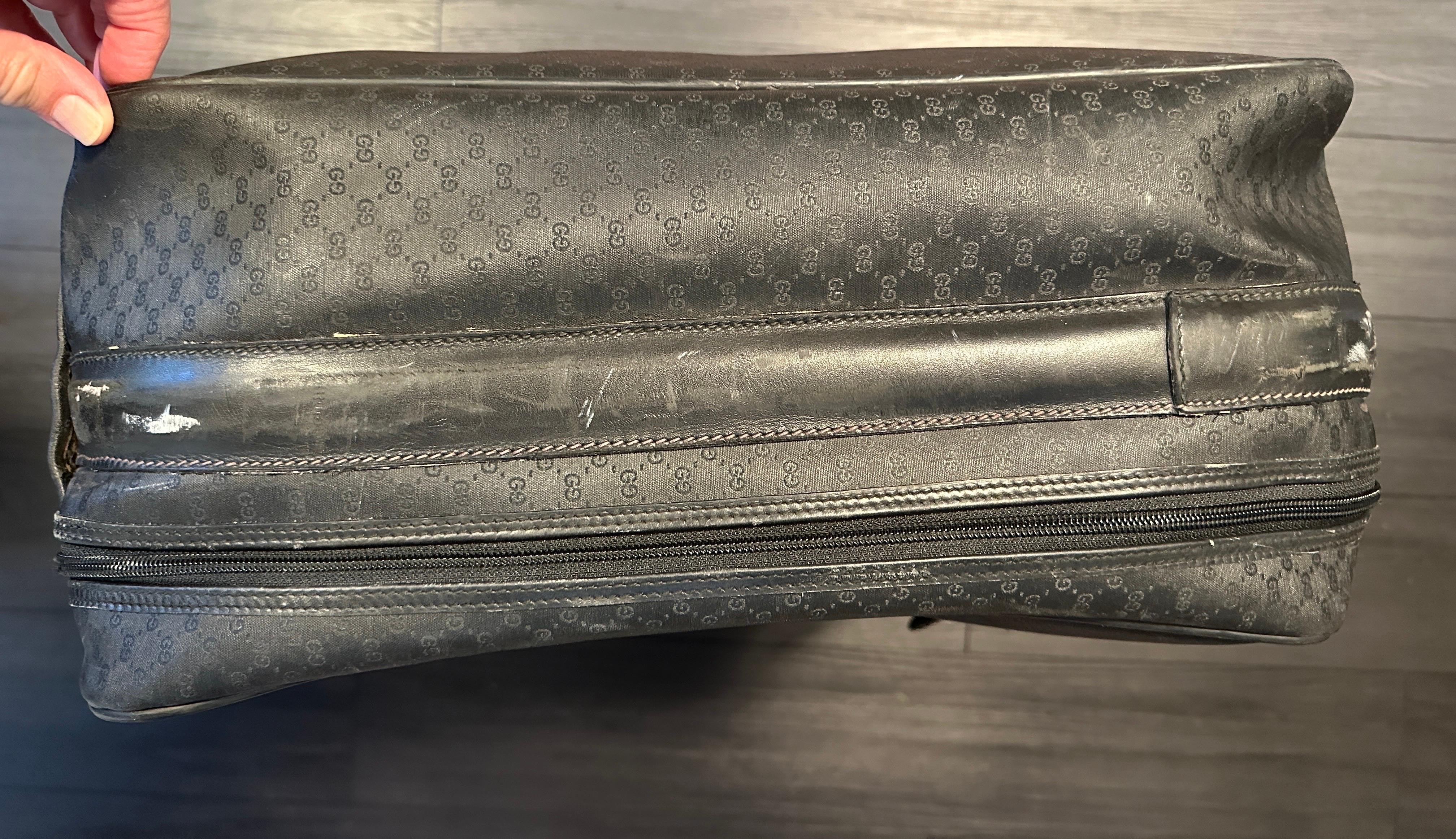 Vintage Gucci Koffer aus schwarzer Leinwand und Leder im Angebot 4