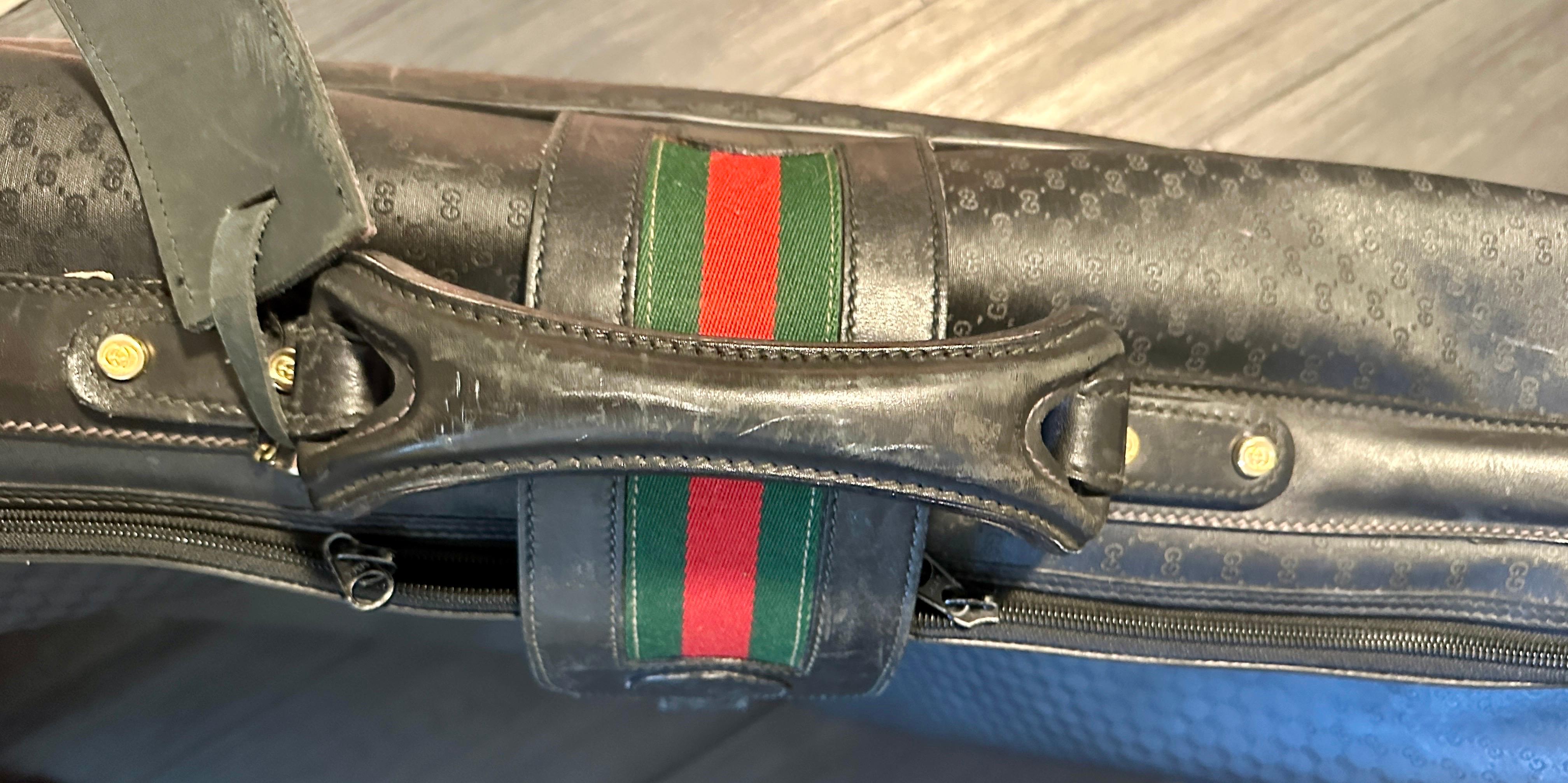 Vintage Gucci Koffer aus schwarzer Leinwand und Leder im Angebot 5