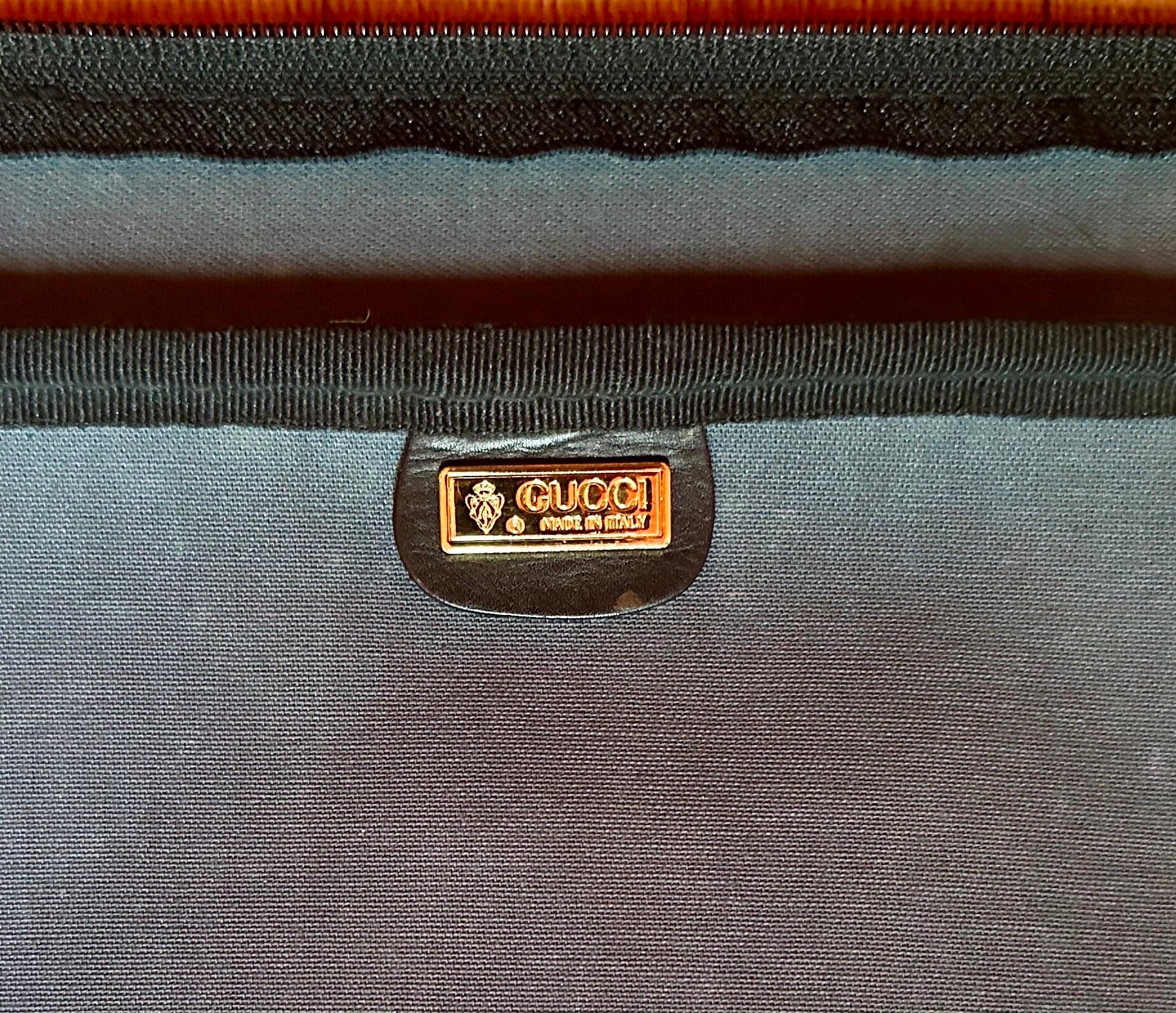 Vintage Gucci Koffer aus schwarzer Leinwand und Leder im Zustand „Gut“ im Angebot in Philadelphia, PA
