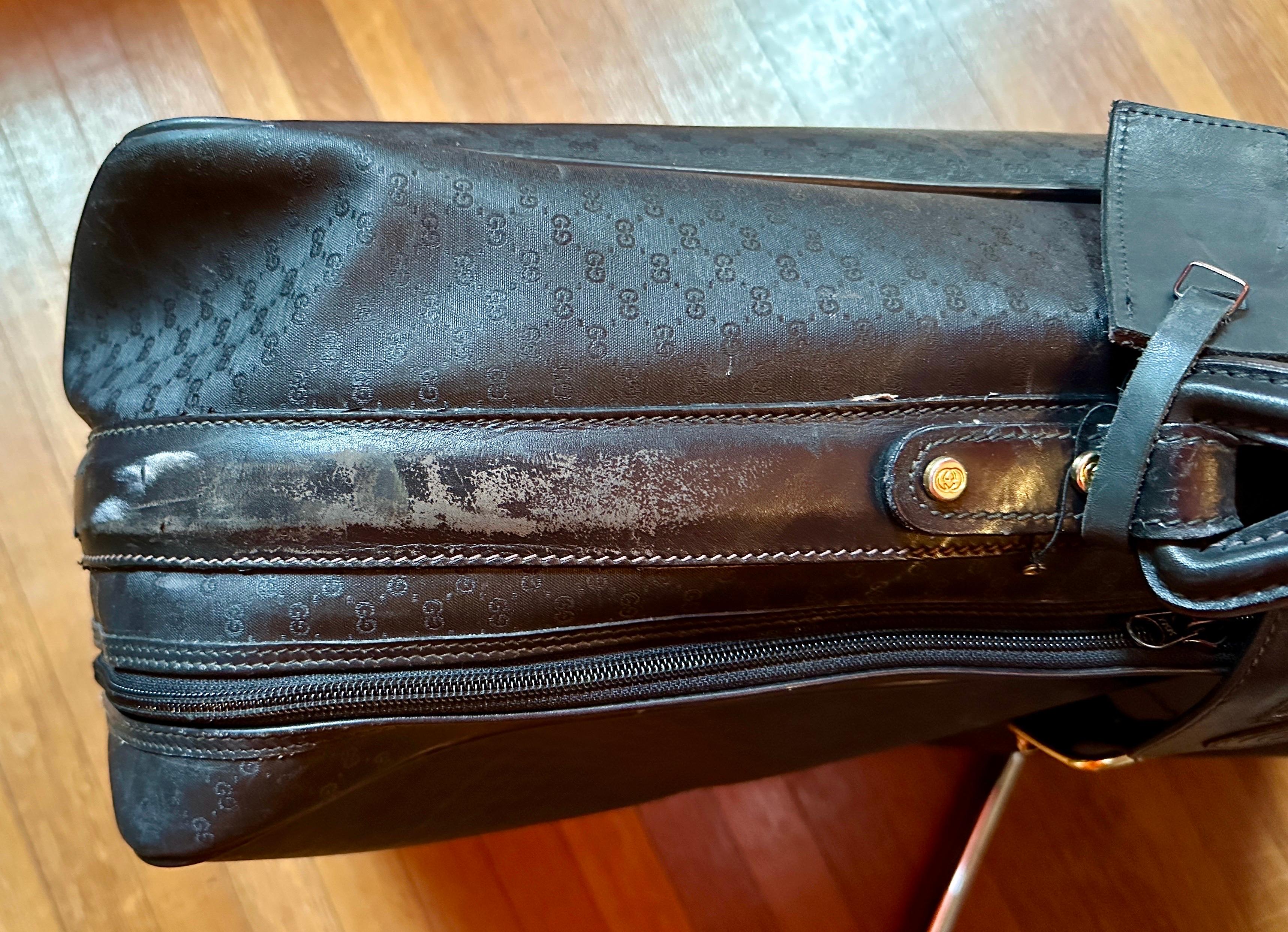 Vintage Gucci Koffer aus schwarzer Leinwand und Leder (20. Jahrhundert) im Angebot