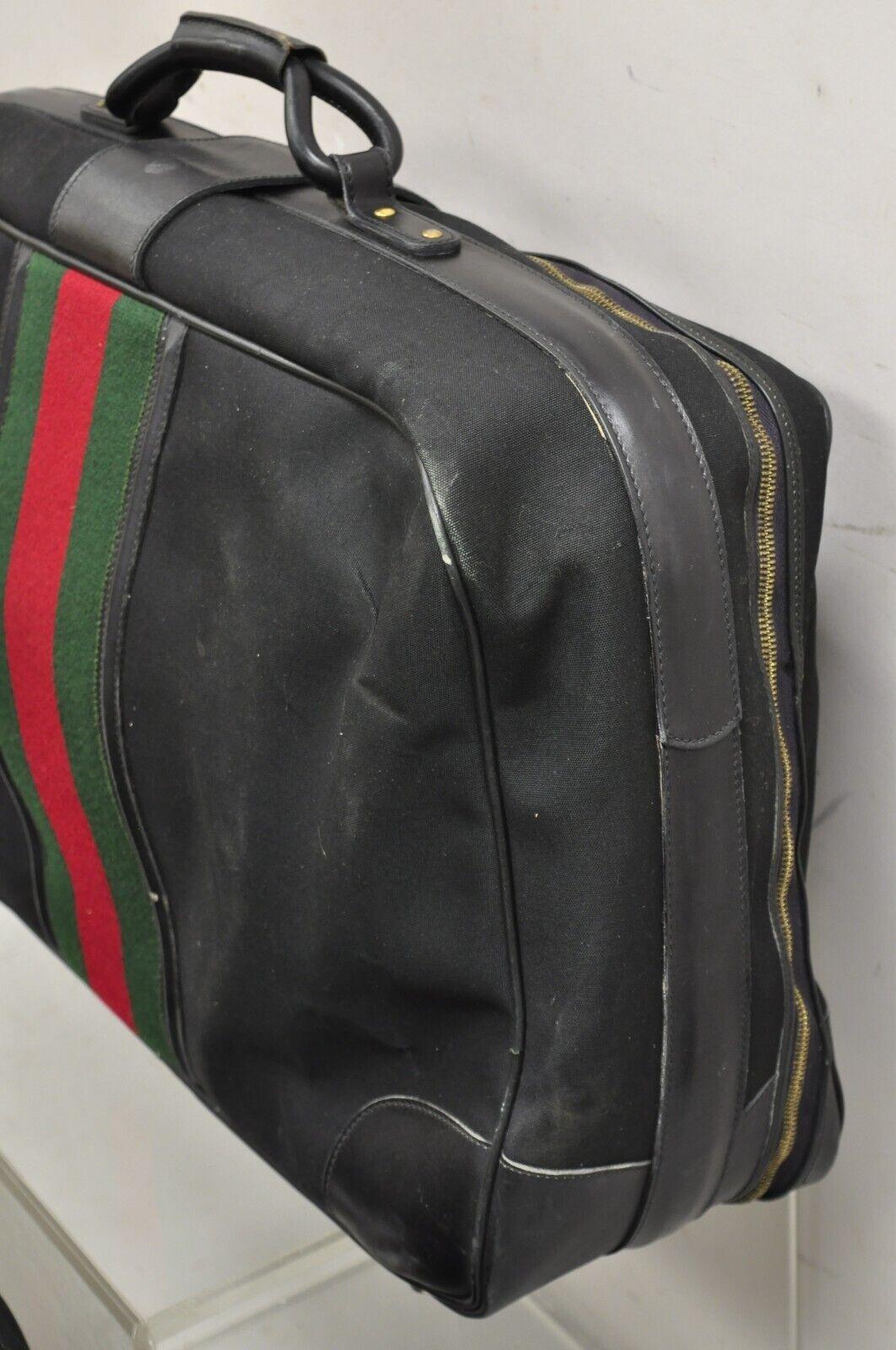 Vintage Gucci Black Canvas & Leather Suitcase Luggage His and Hers Set -2 Pc (B) For Sale 4