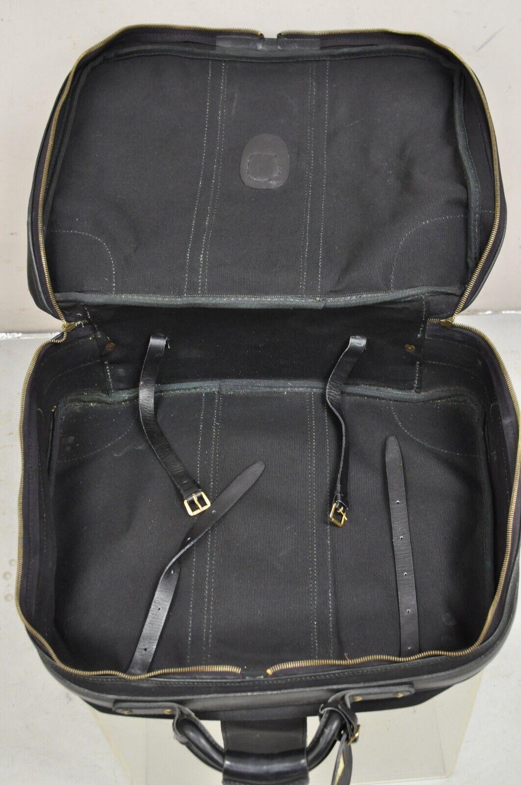Vintage Gucci Black Canvas & Leather Suitcase Luggage Travel Bag Set - 2 Pcs For Sale 5