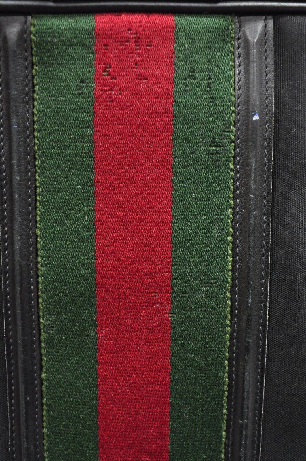 Vintage Gucci Black Canvas & Leather Suitcase Luggage Travel Bag Set - 2 Pcs For Sale 3