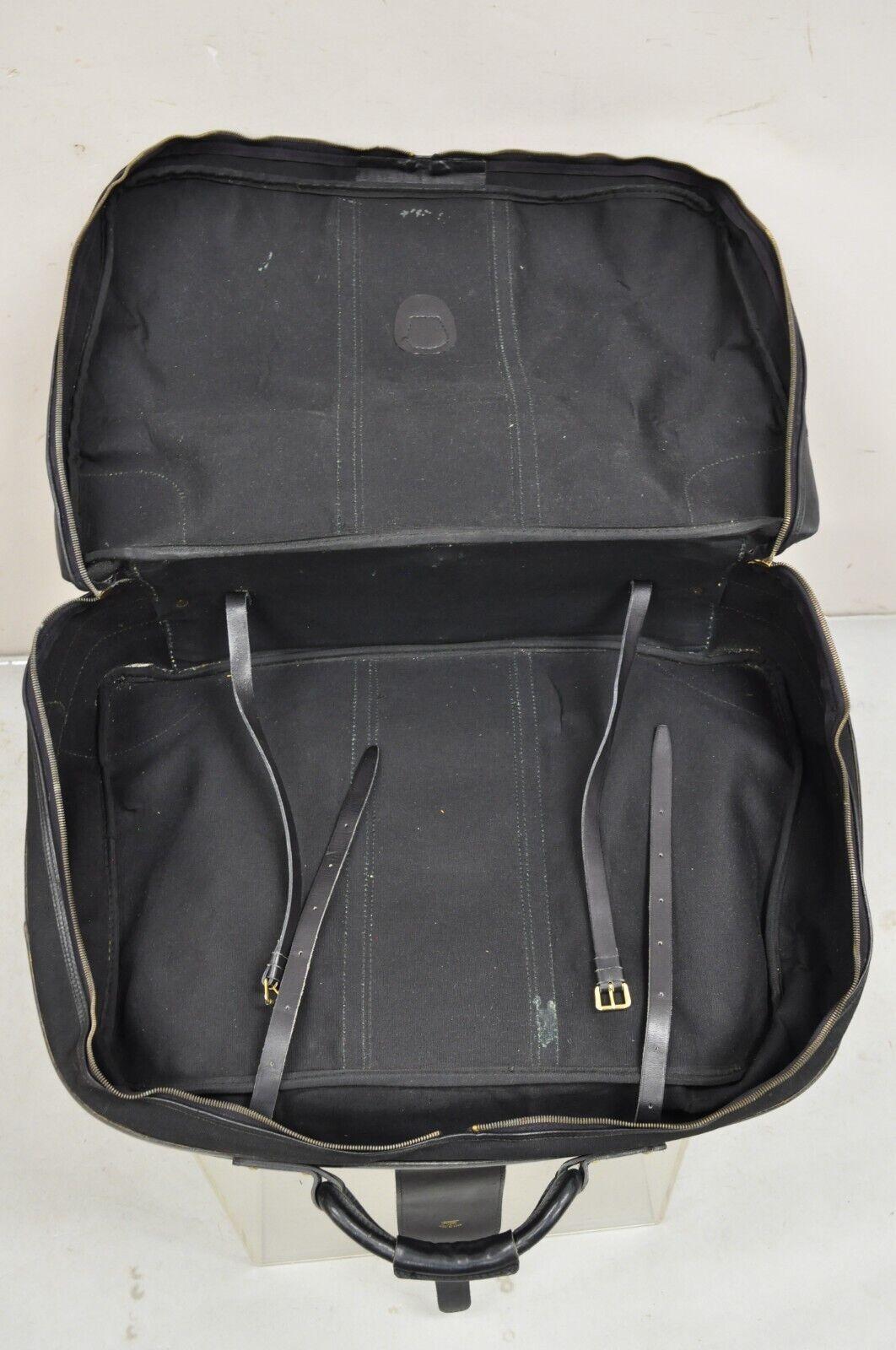 Vintage Gucci Black Canvas & Leather Suitcase Luggage Travel Bag Set - 2 Pcs For Sale 4