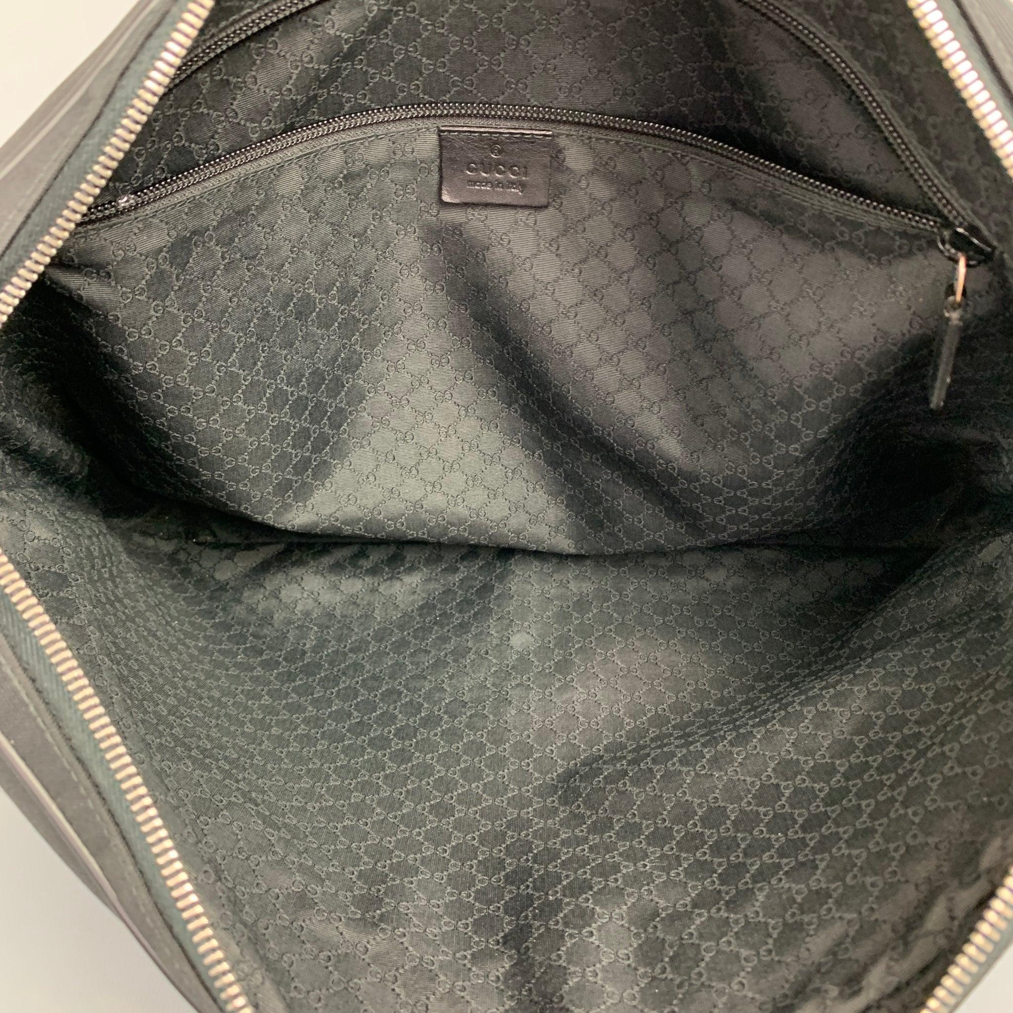 Vintage GUCCI Black Canvas Leather Trim Messenger Bag For Sale 3