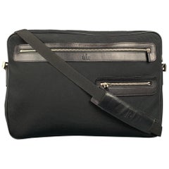 Vintage GUCCI Black Canvas Leather Trim Messenger Bag