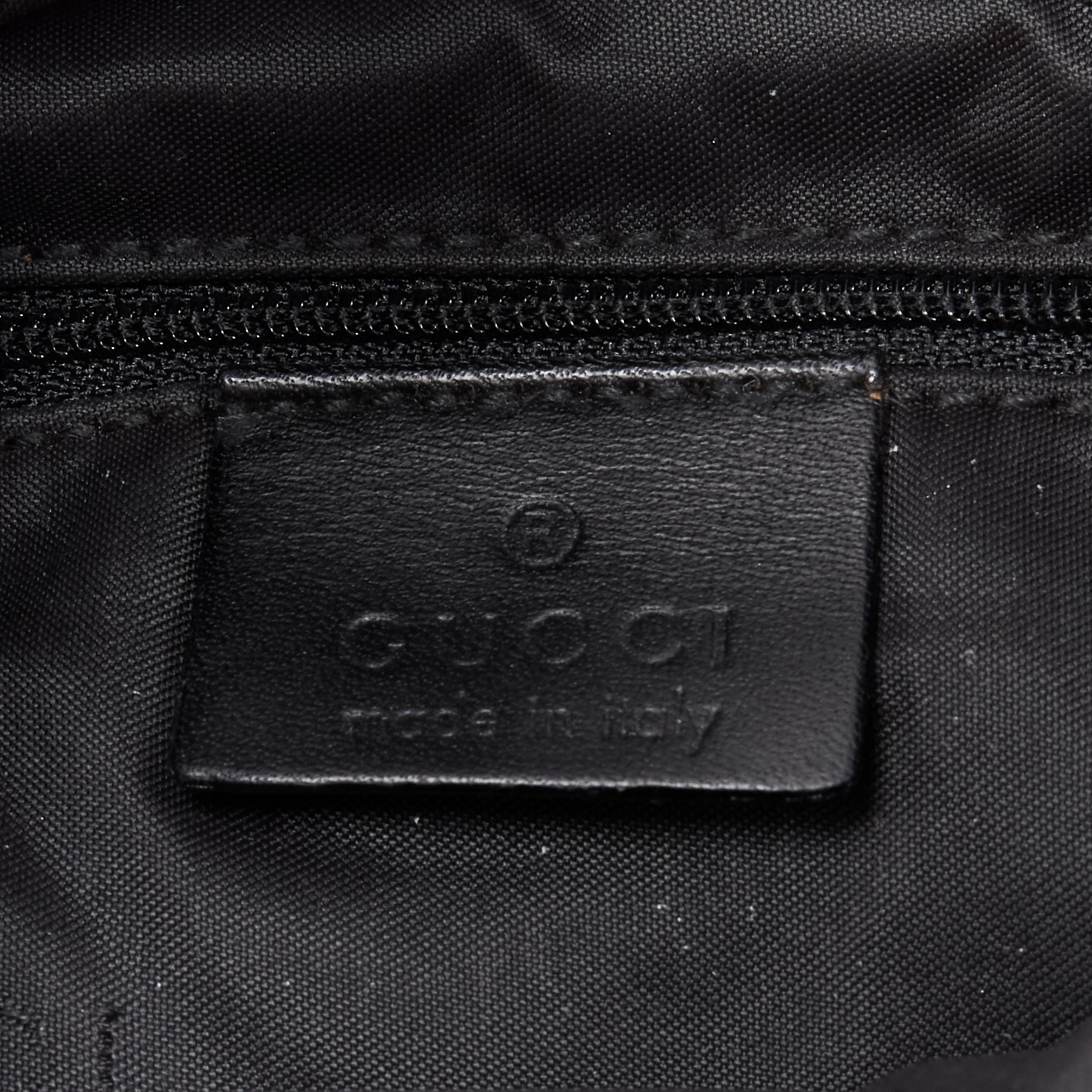 vintage GUCCI black GG monogram canvas leather trim silver wire shoulder hobo 3
